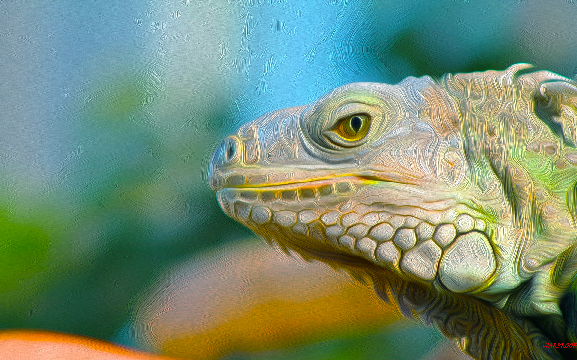 PCデスクトップに動物, 爬虫類, イグアナ, 油絵画像を無料でダウンロード