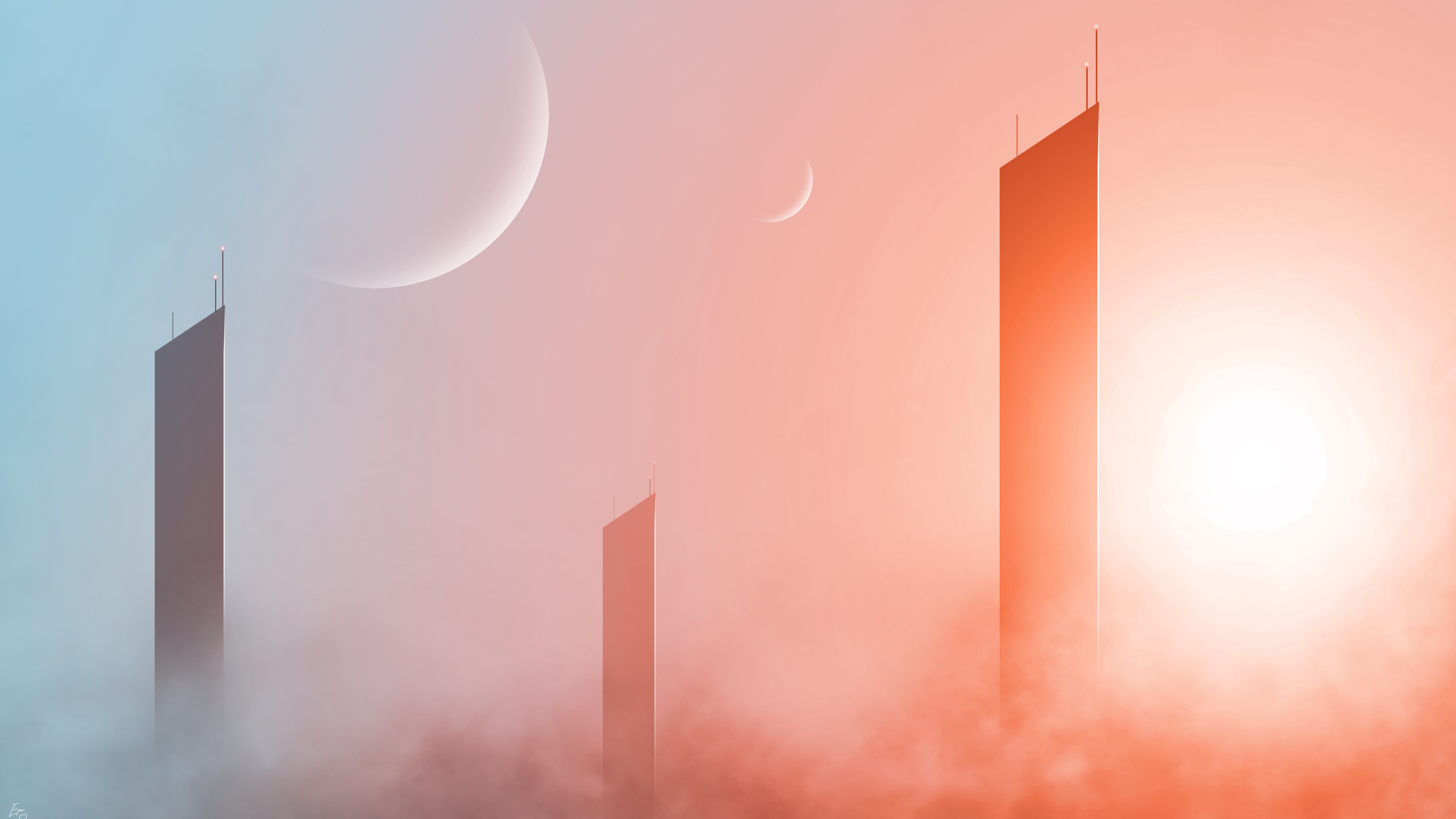 Free download wallpaper Skyscraper, Building, Planet, Sci Fi on your PC desktop