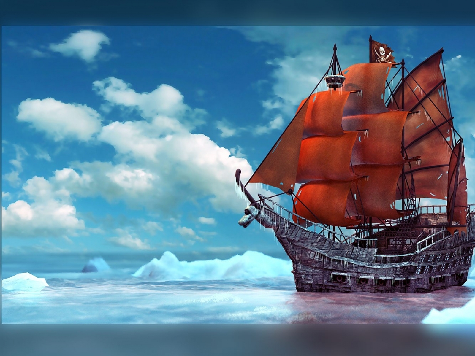 547068 скачать обои корабль, фэнтези, пират, океан, пиратский корабль, череп - заставки и картинки бесплатно