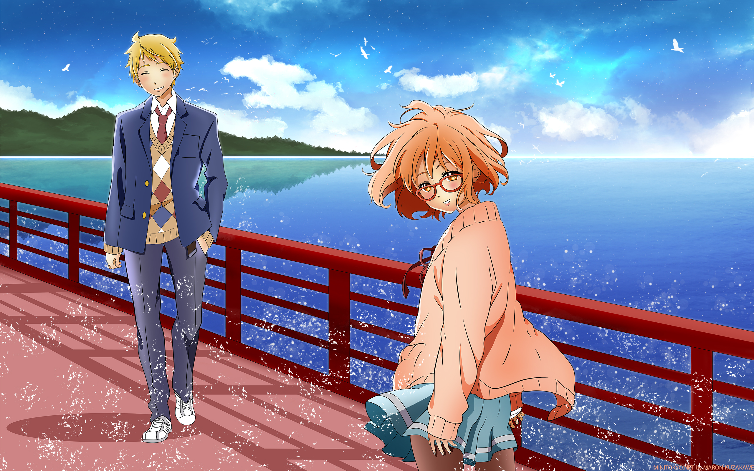 Laden Sie das Animes, Mirai Kuriyama, Akihito Kanbara, Beyond The Boundary-Bild kostenlos auf Ihren PC-Desktop herunter