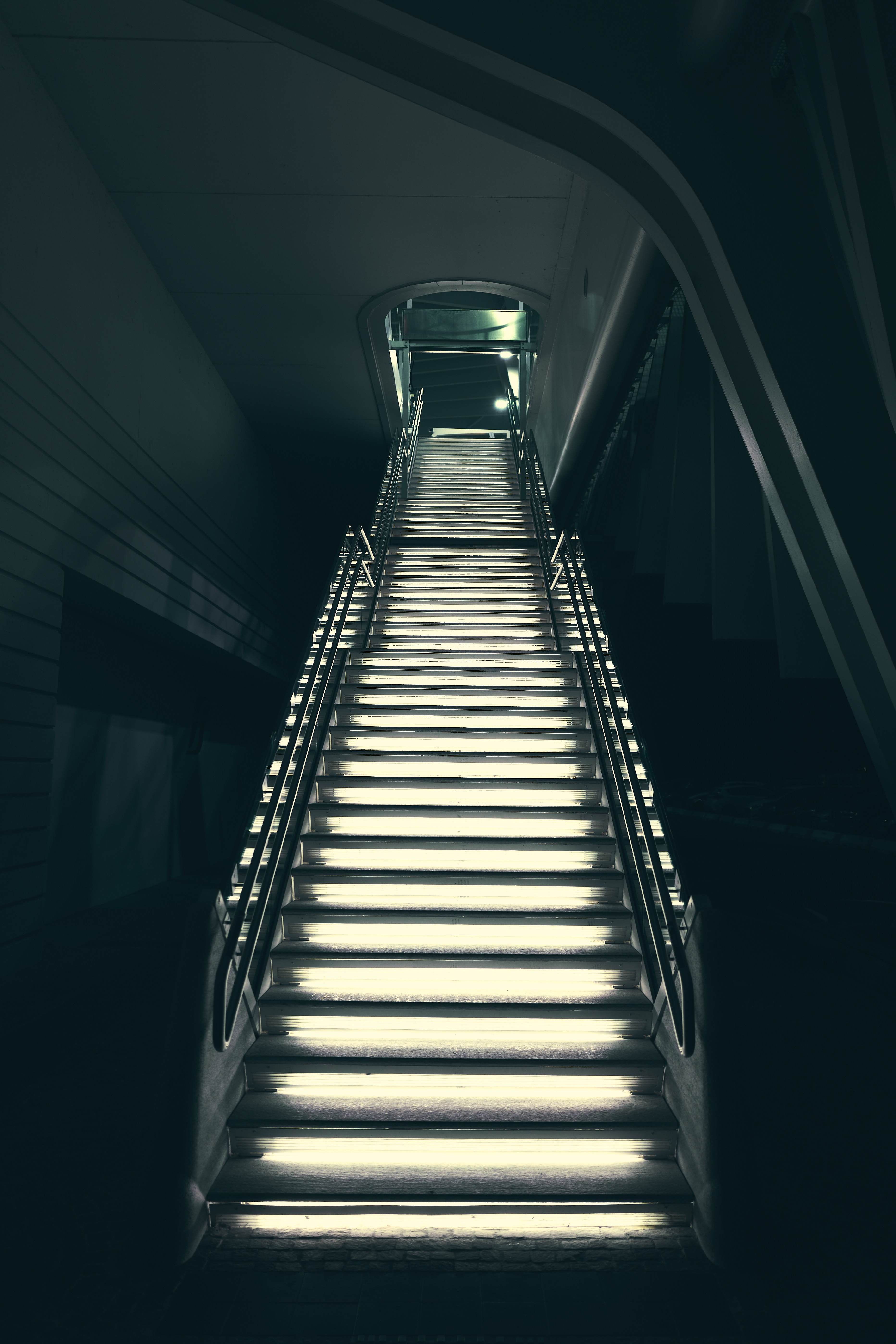 Full HD Wallpaper backlight, miscellanea, miscellaneous, illumination, stairs, ladder, output, exit