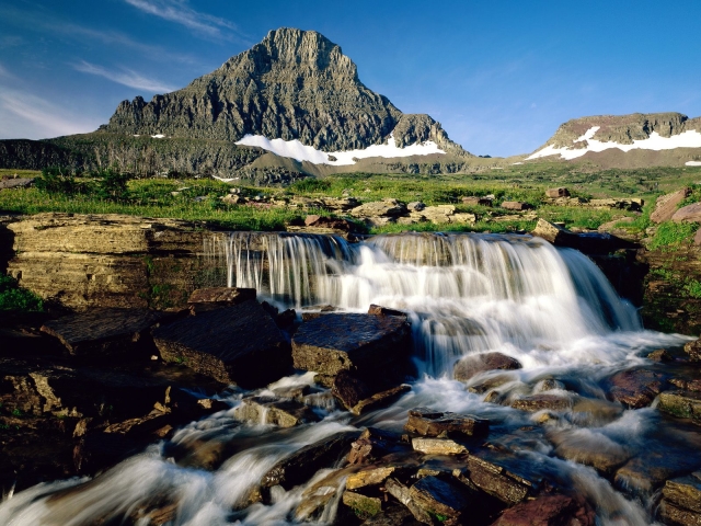 1160523 descargar fondo de pantalla tierra/naturaleza, cascada, parque nacional de los glaciares, montana, cascadas: protectores de pantalla e imágenes gratis