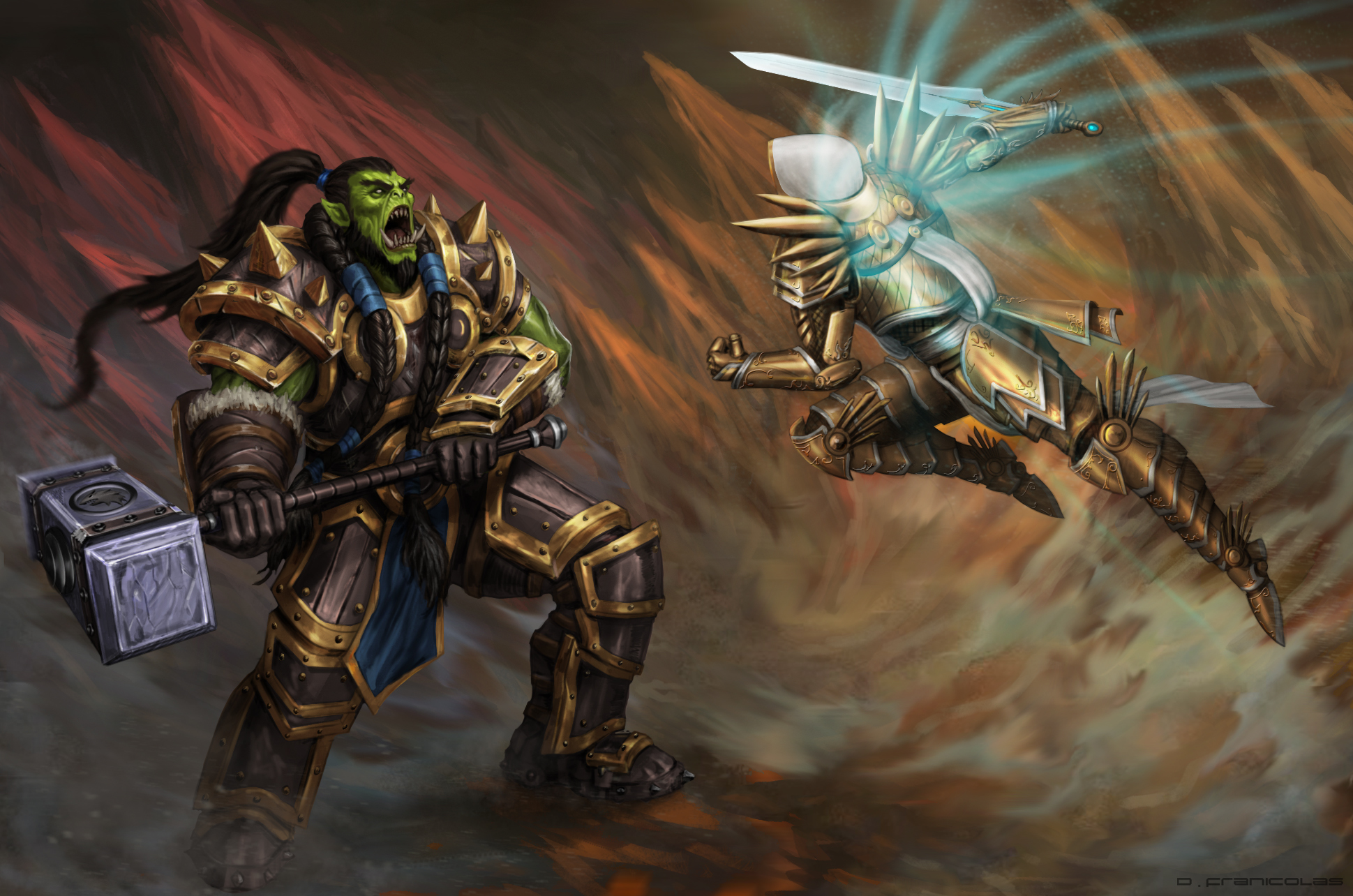 video game, heroes of the storm, angel warrior, orc, thrall (world of warcraft), tyrael (diablo iii), warrior