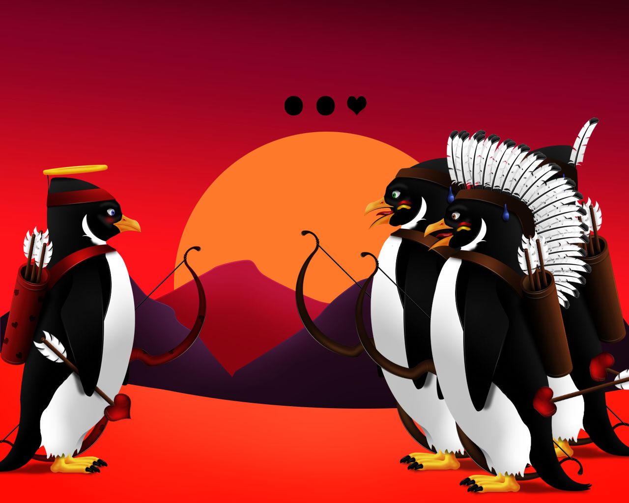 Download mobile wallpaper Funny, Animal, Penguin, Humor, Native American for free.