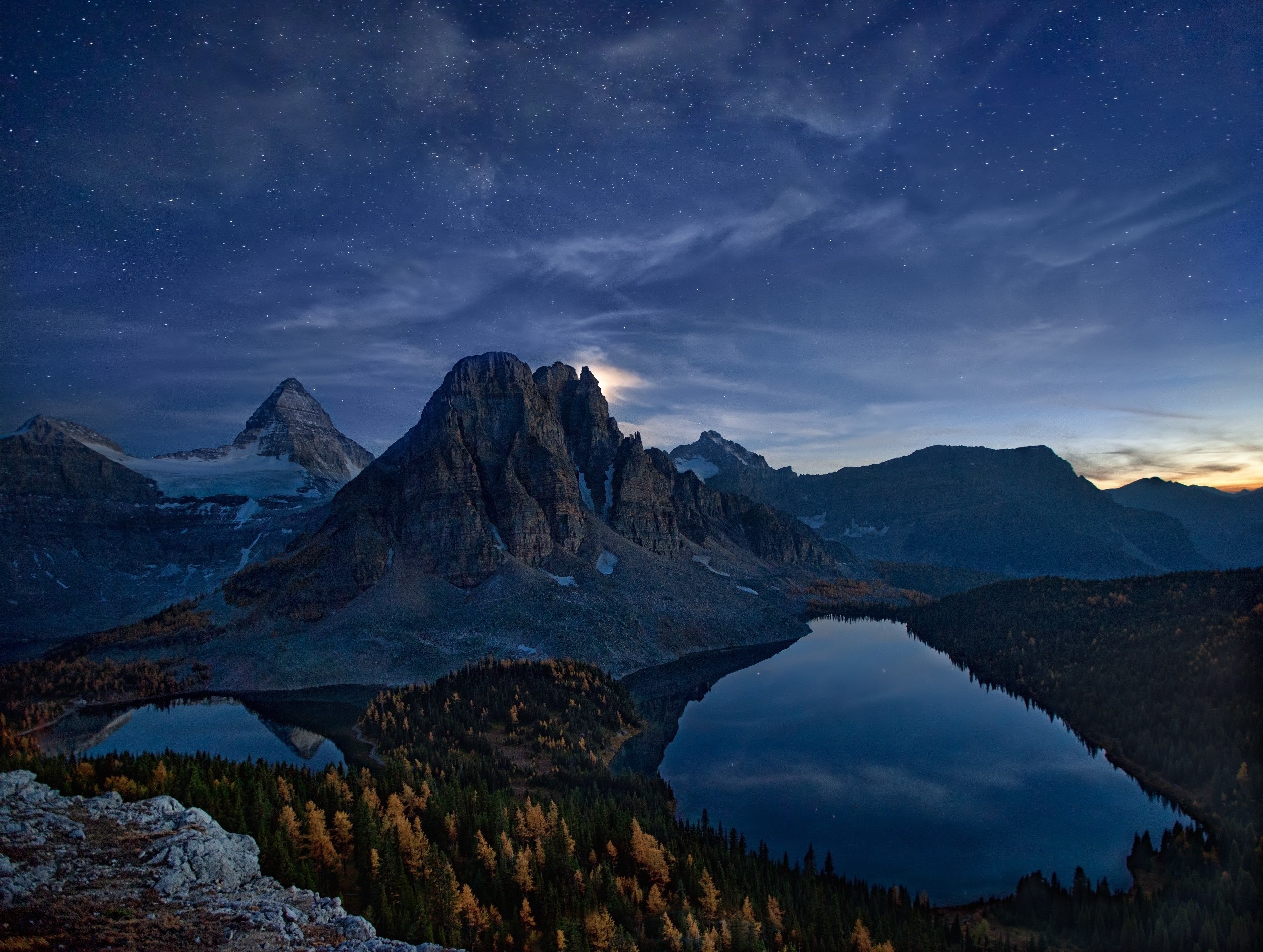 Téléchargez gratuitement l'image Paysage, Nuit, Montagne, Lac, Forêt, Ciel, Terre/nature sur le bureau de votre PC