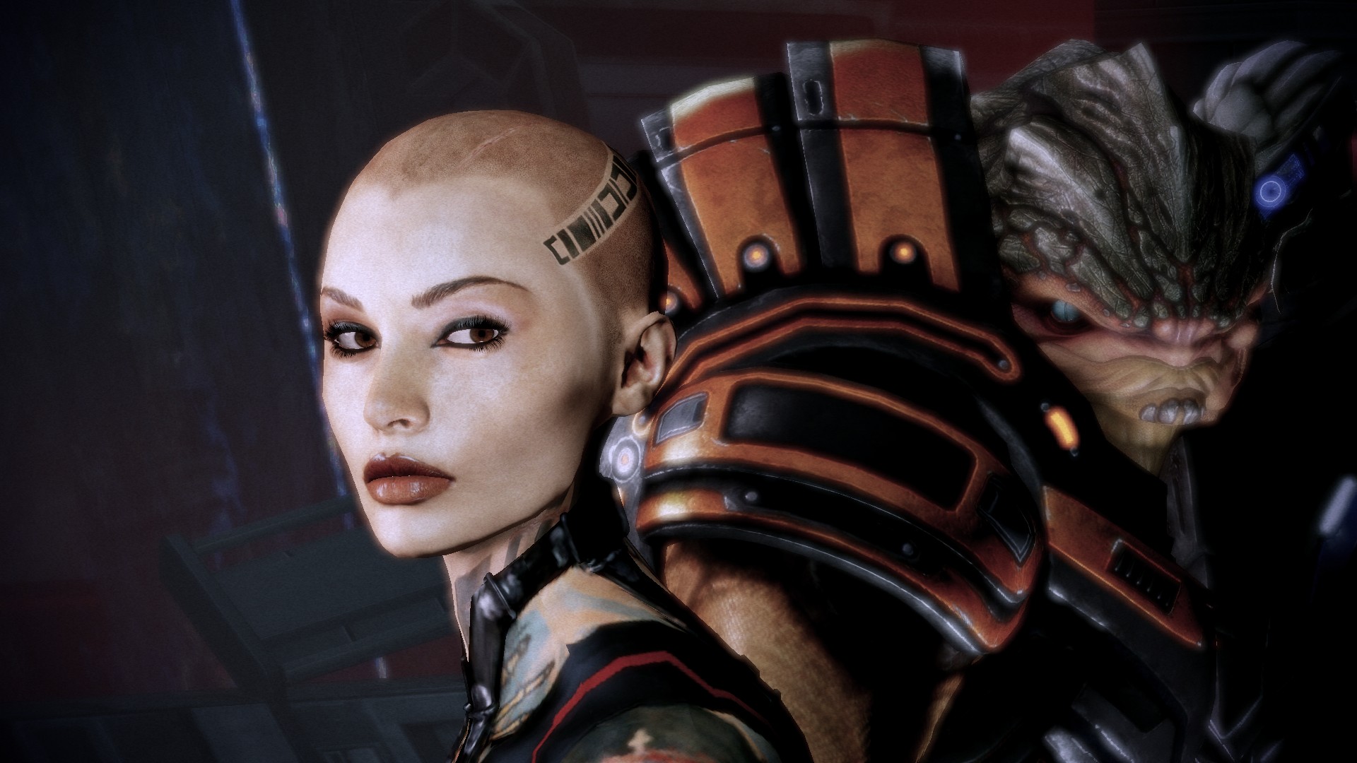 Free download wallpaper Mass Effect, Video Game, Mass Effect 2, Jack (Mass Effect), Grunt (Mass Effect) on your PC desktop