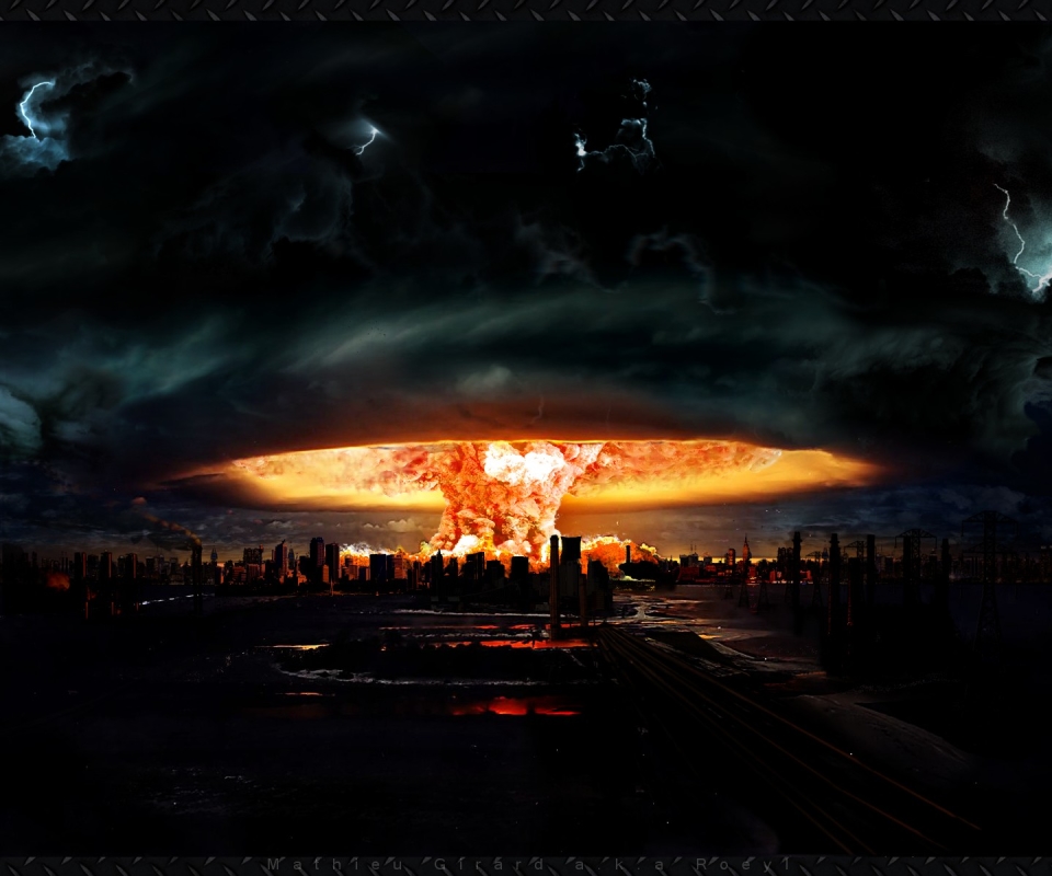 sci fi, apocalyptic, city, explosion, apocalypse, mushroom cloud