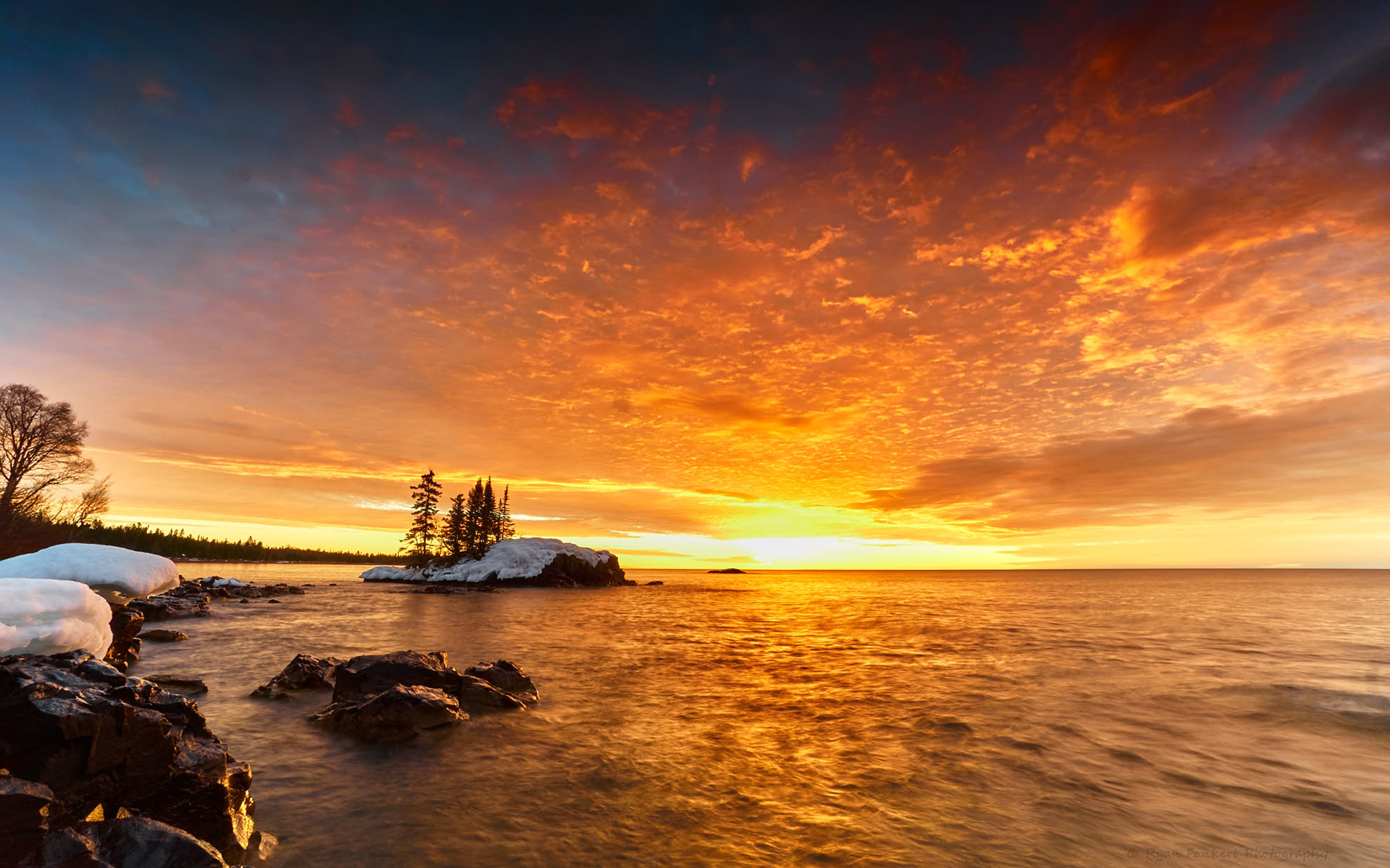Download mobile wallpaper Sunset, Sky, Horizon, Ocean, Earth, Orange (Color) for free.