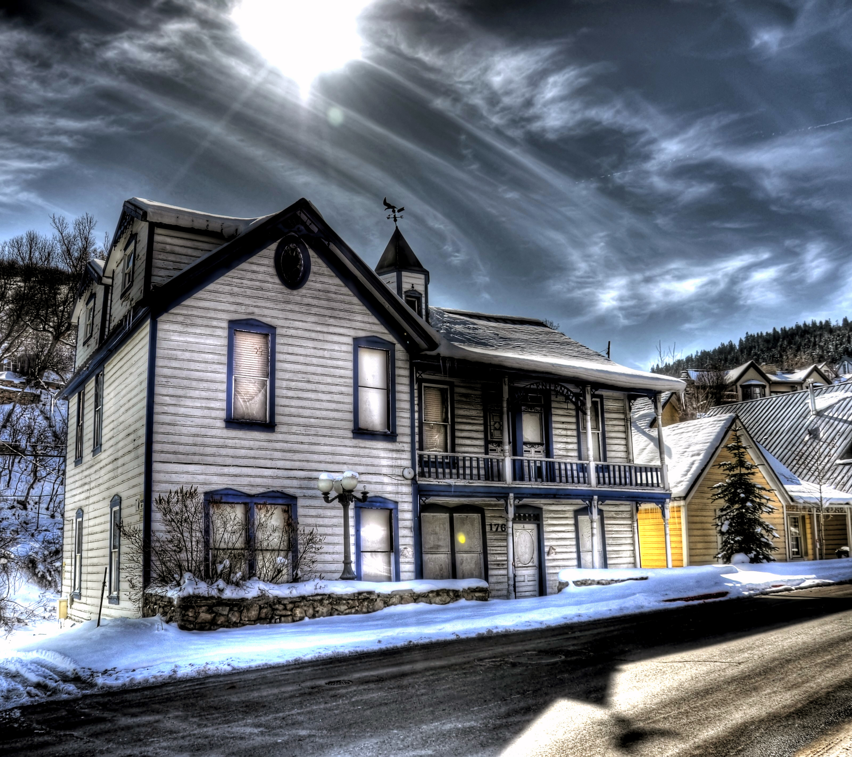 Descarga gratuita de fondo de pantalla para móvil de Invierno, Nieve, Edificio, Hdr, Fotografía.