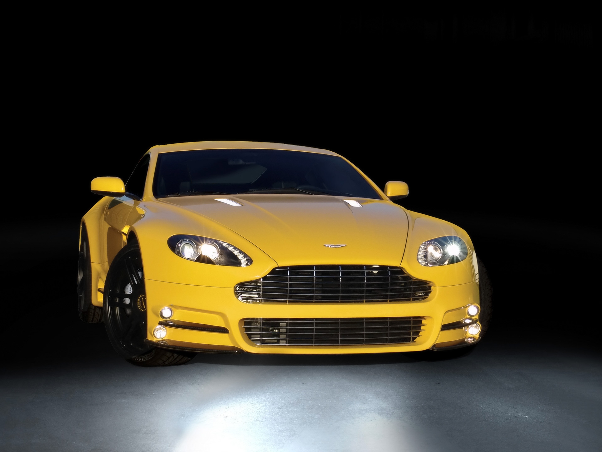 sports, aston martin, cars, yellow, front view, style, v8, vantage, mansory