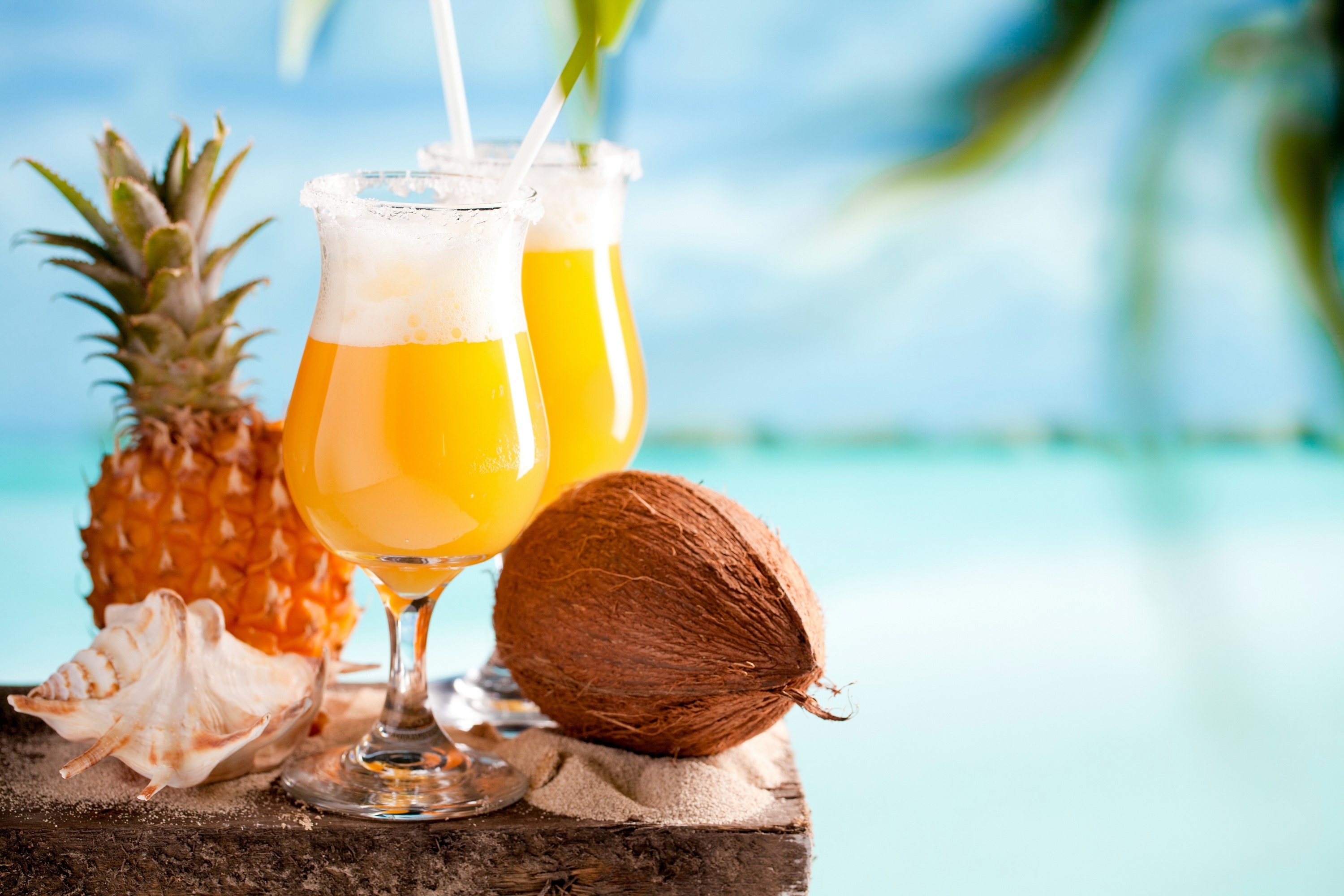 pineapple, food, cocktail, coconut, drink, glass, summer