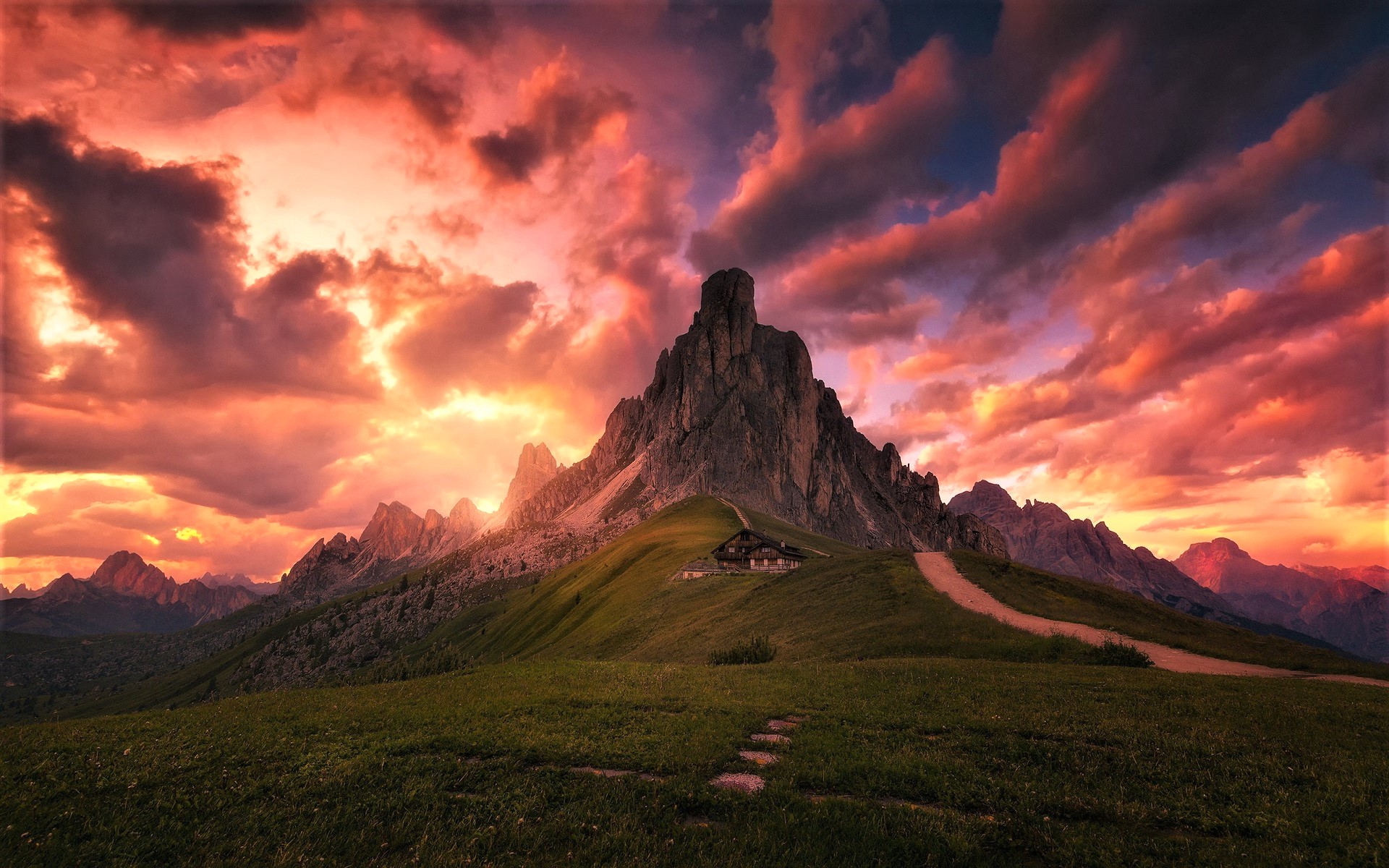 Free download wallpaper Sky, Mountains, Mountain, House, Earth, Cloud, Photography on your PC desktop