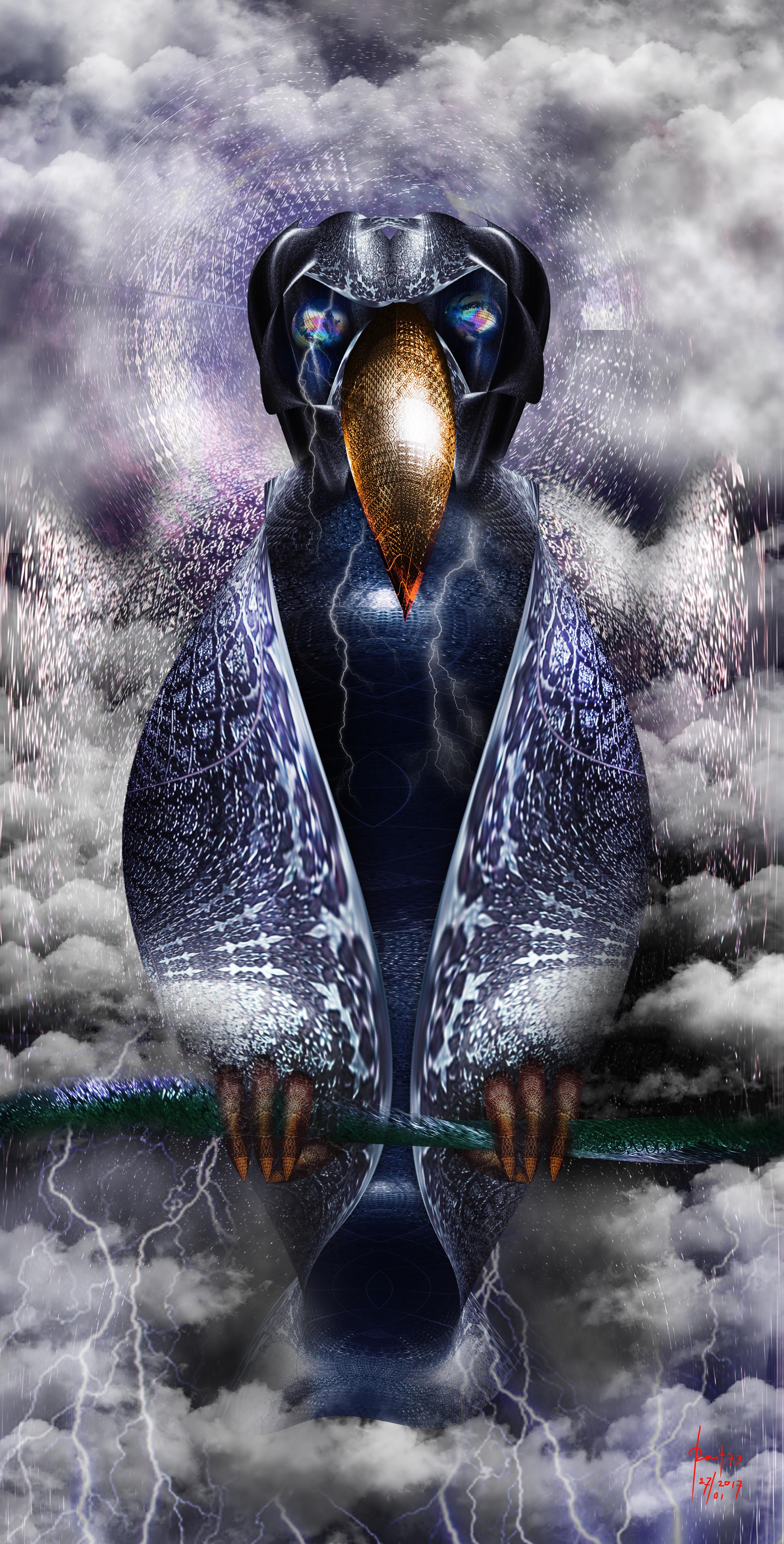 Free download wallpaper Clouds, Raven, Surrealism, Art on your PC desktop