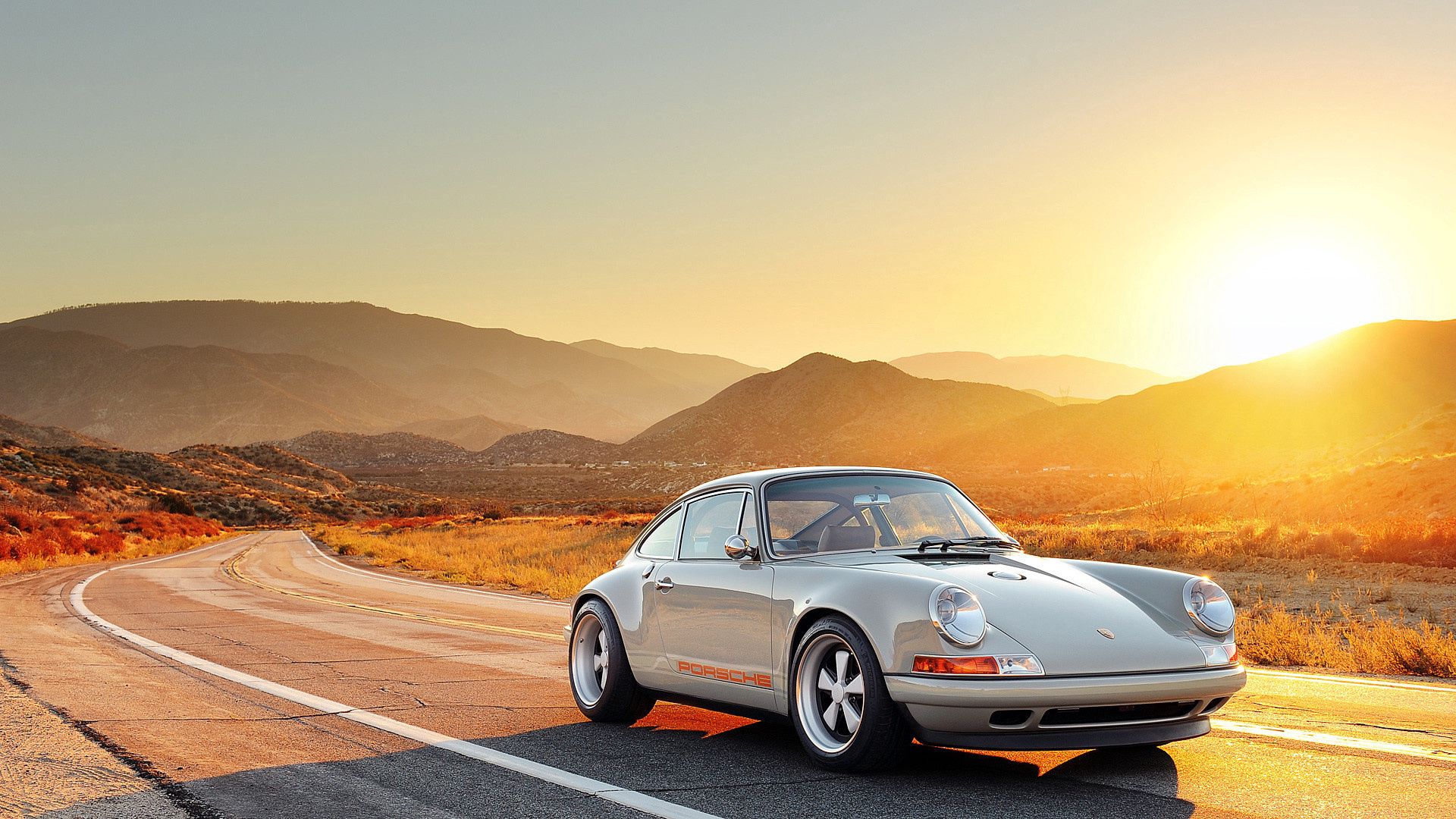 porsche, cars, sunset, road, side view, 911 Panoramic Wallpaper