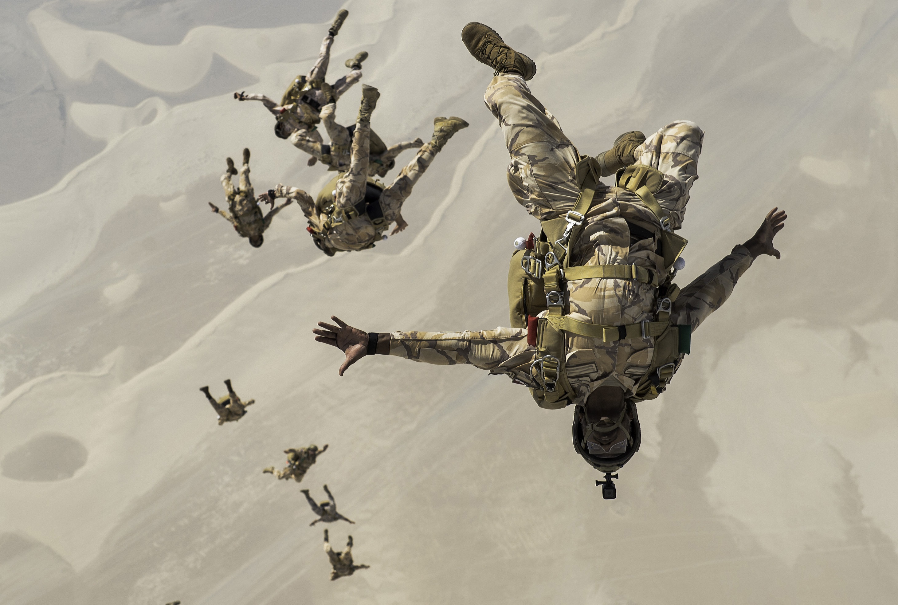 paratrooper, military, air force, parachuting, soldier