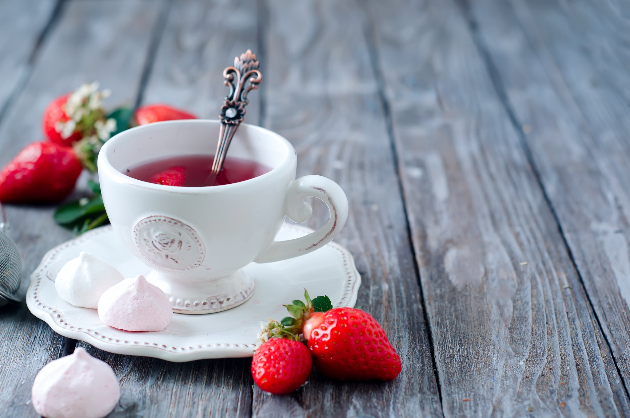 Download mobile wallpaper Food, Strawberry, Cup, Drink, Tea for free.