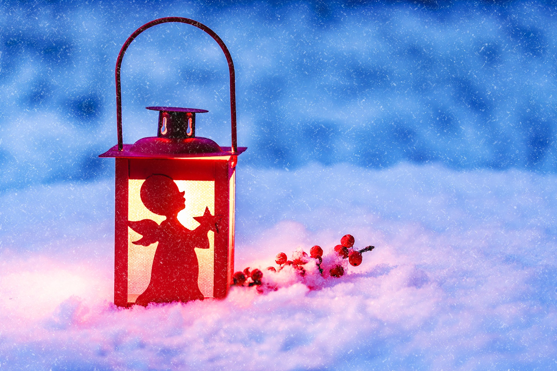 Laden Sie das Feiertage, Engel, Schnee, Weihnachten, Laterne, Weihnachtsschmuck-Bild kostenlos auf Ihren PC-Desktop herunter