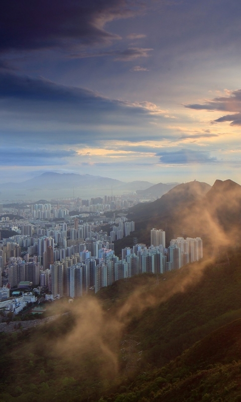 Baixar papel de parede para celular de Cidades, Pôr Do Sol, China, Hong Kong, Feito Pelo Homem gratuito.