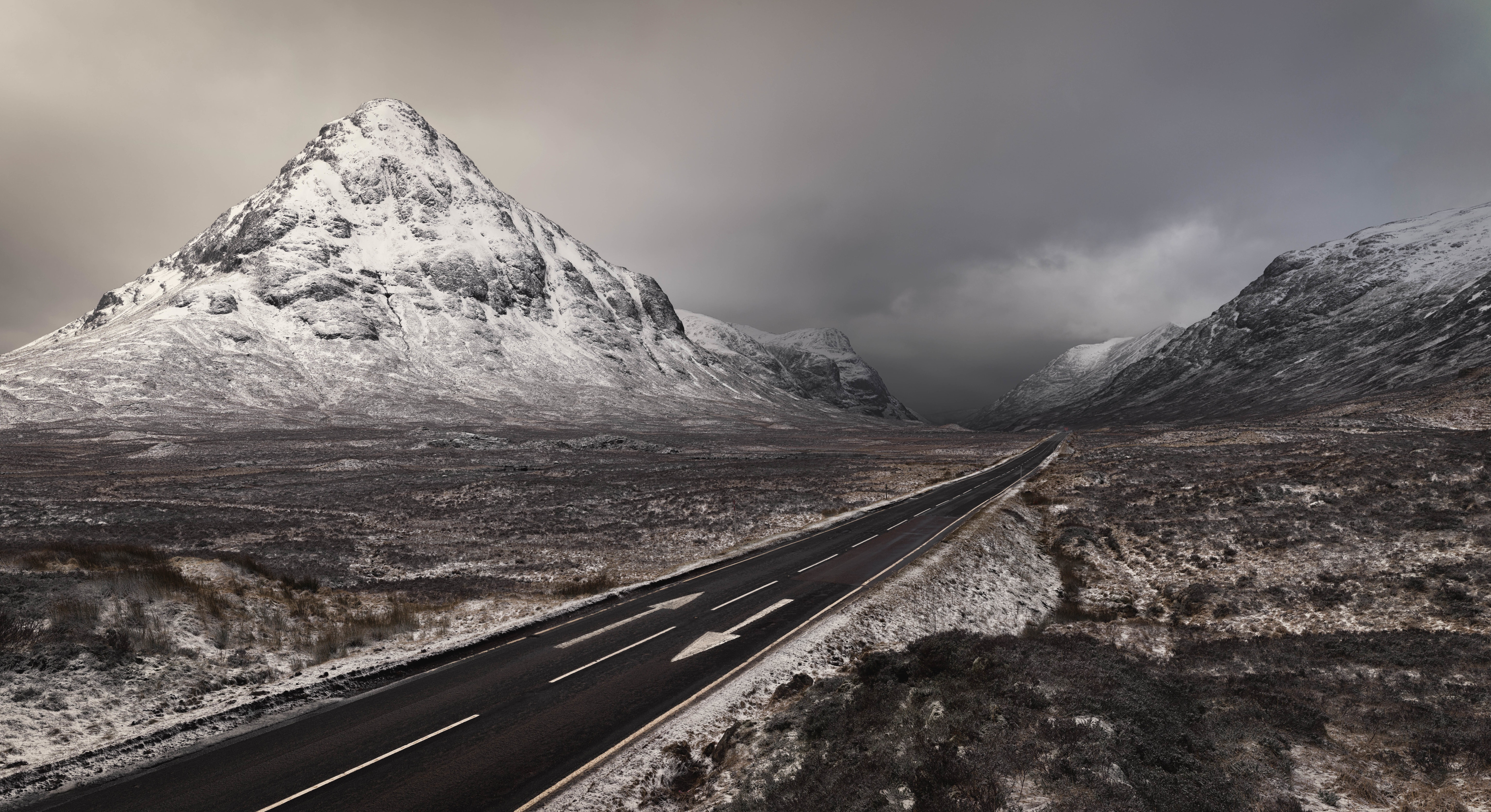 Téléchargez des papiers peints mobile Montagne, Route, Écosse, Construction Humaine, La Nature gratuitement.