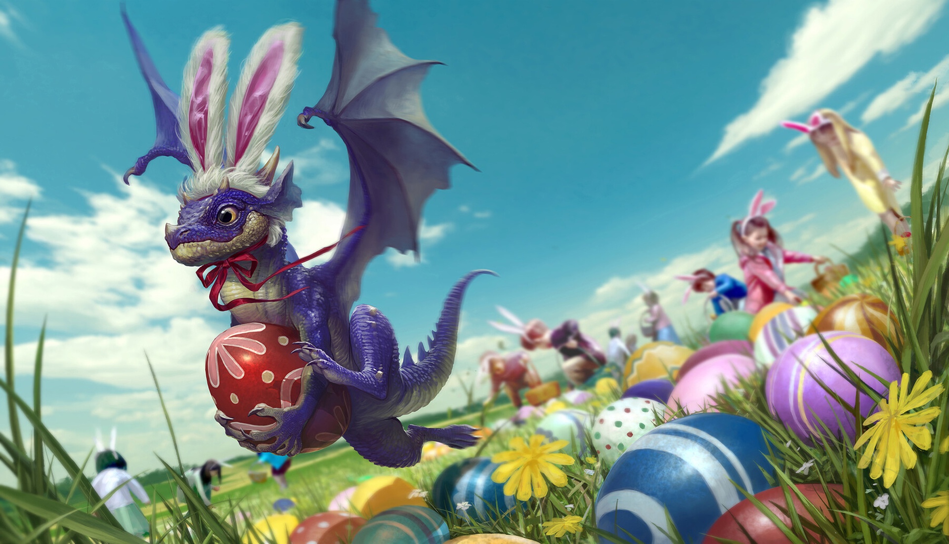 Download mobile wallpaper Fantasy, Easter, Dragon, Easter Egg for free.