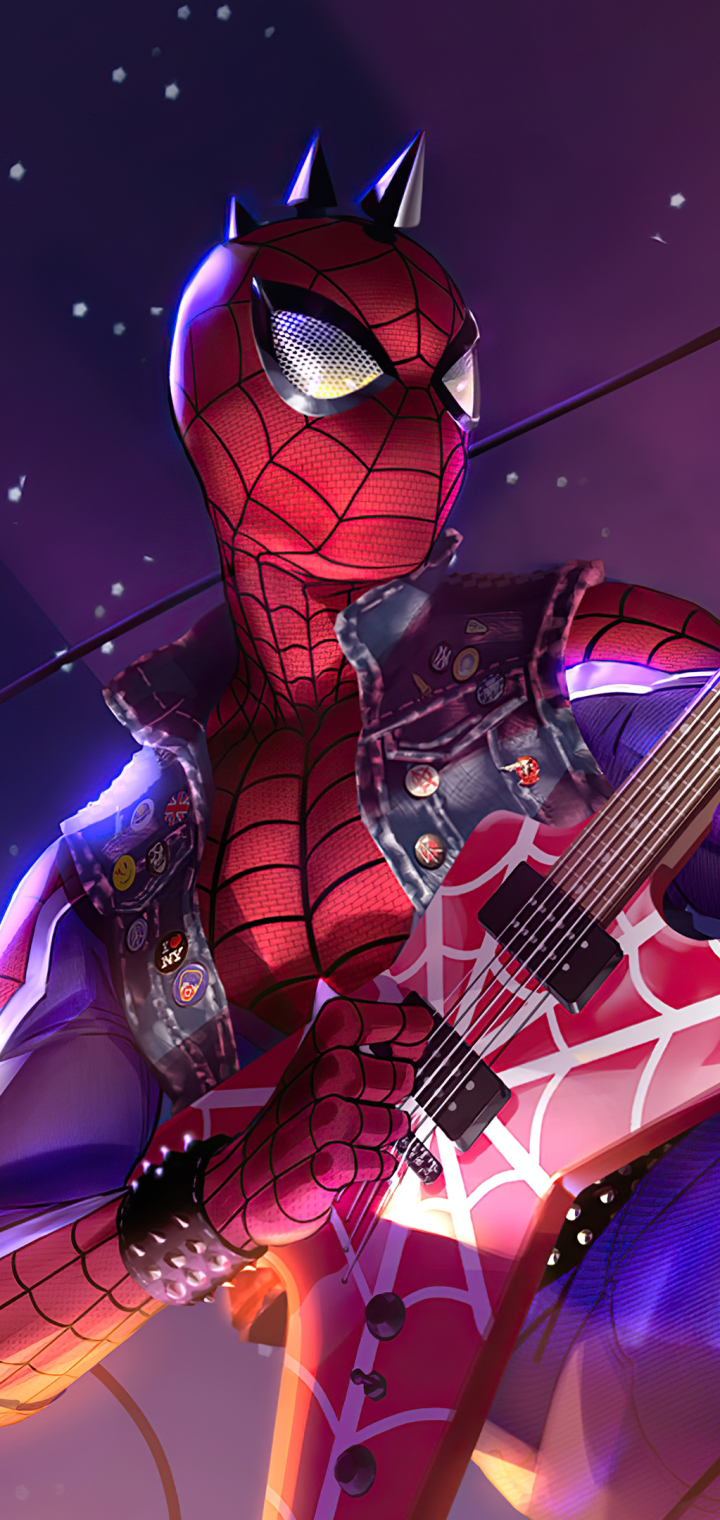 Descarga gratuita de fondo de pantalla para móvil de Guitarra, Historietas, Spider Man.
