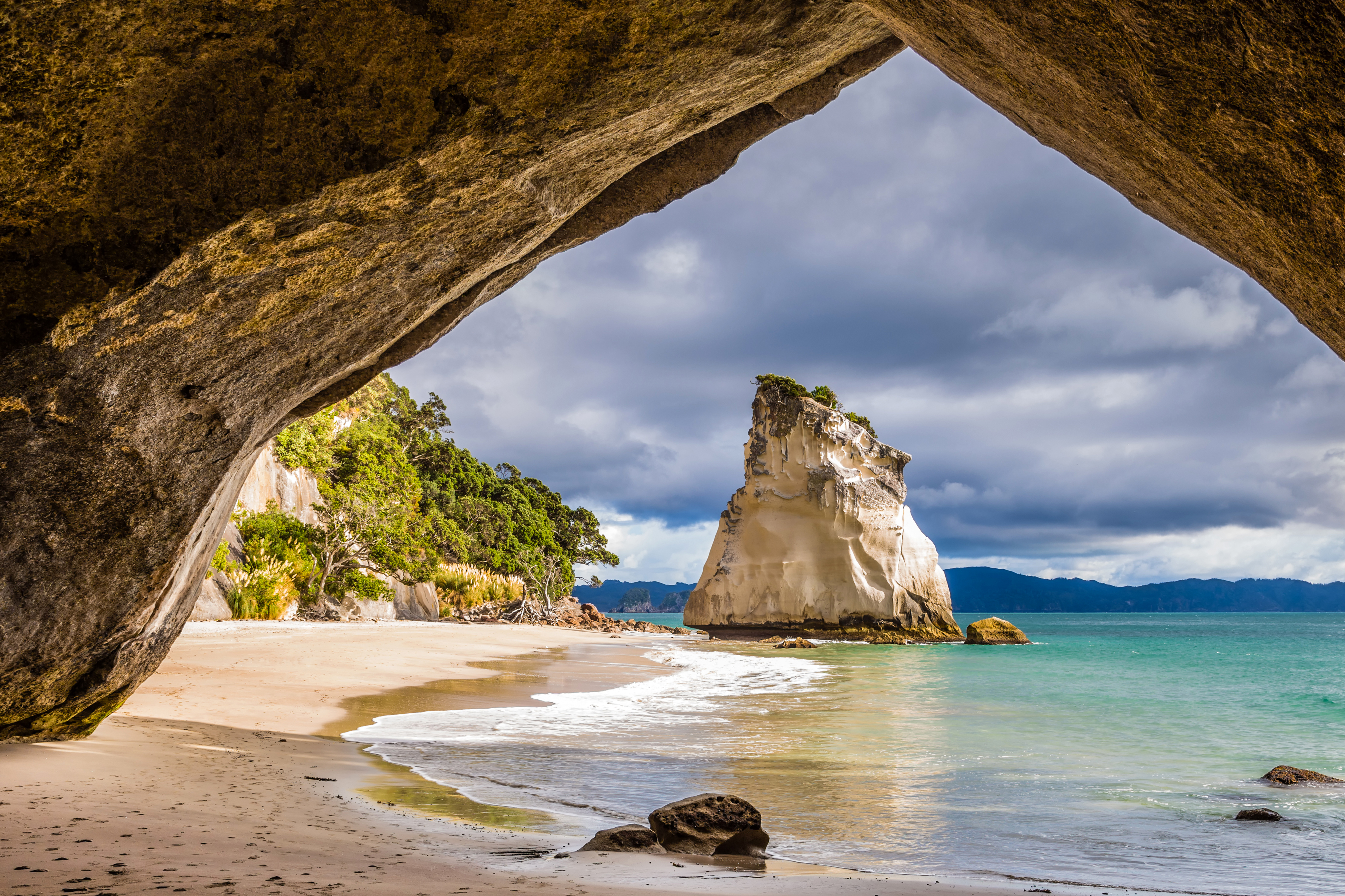 742733 завантажити шпалери нова зеландія, земля, пляжний, арк, узбережжі, природа, океан, пісок - заставки і картинки безкоштовно