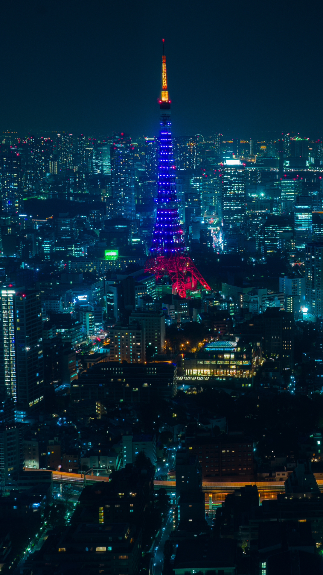 Download mobile wallpaper Cities, Night, City, Skyscraper, Building, Japan, Tokyo, Man Made, Tokyo Tower for free.