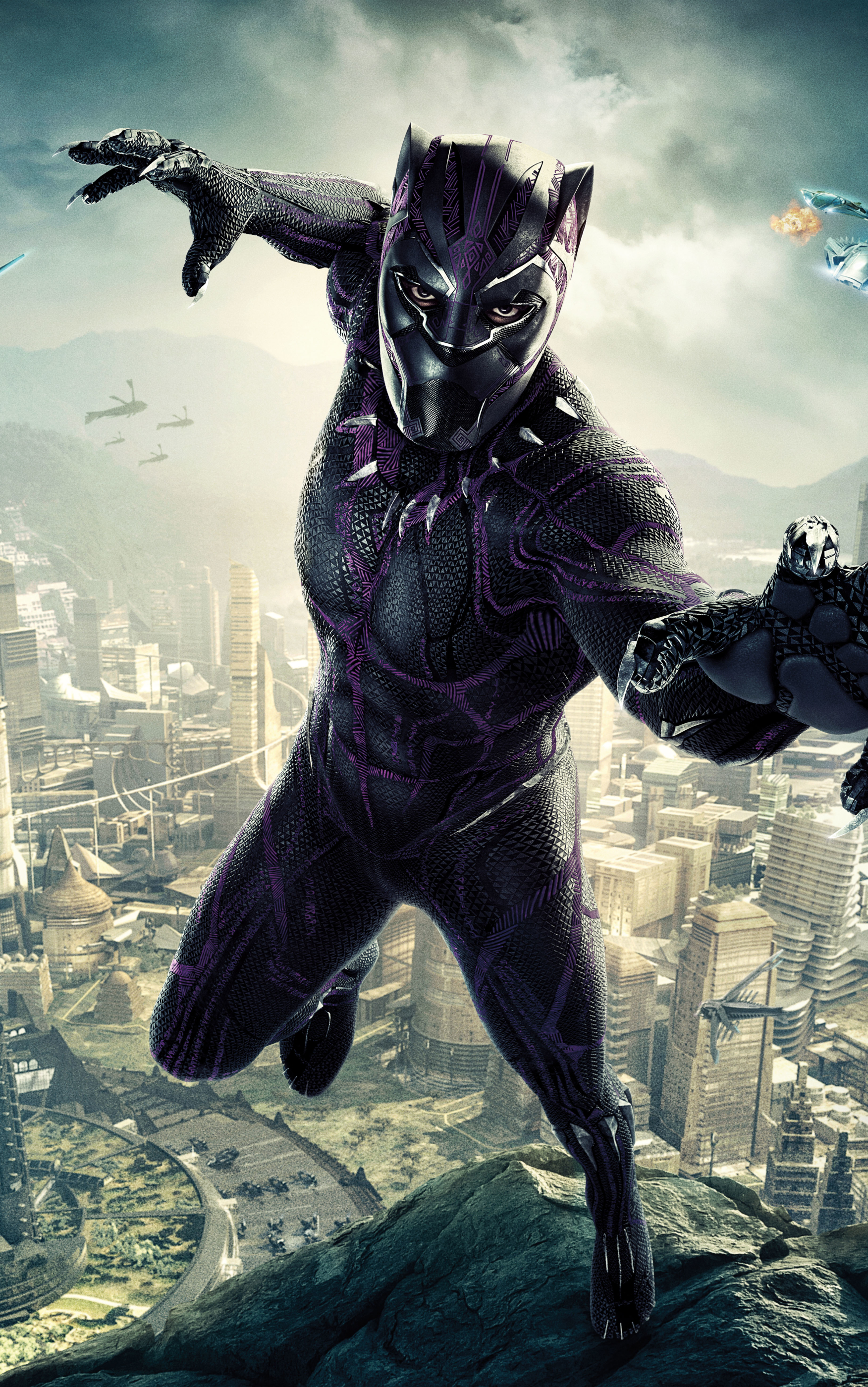 Download mobile wallpaper Movie, Superhero, Black Panther (Marvel Comics), Black Panther, T'challa, Chadwick Boseman, Black Panther (Movie) for free.