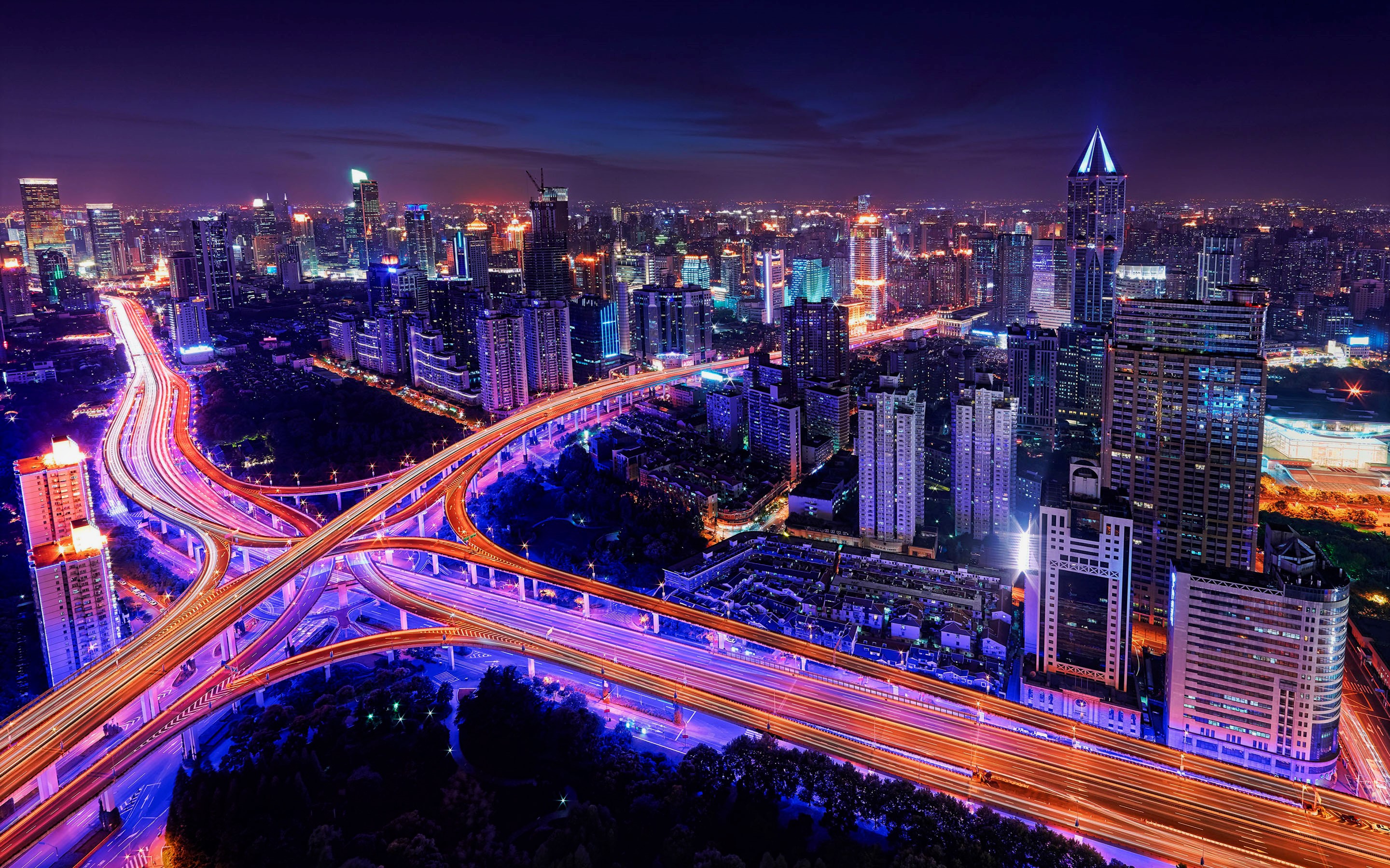 Laden Sie das Städte, Gebäude, Licht, Straße, Stadtbild, China, Nacht, Menschengemacht, Schanghai-Bild kostenlos auf Ihren PC-Desktop herunter