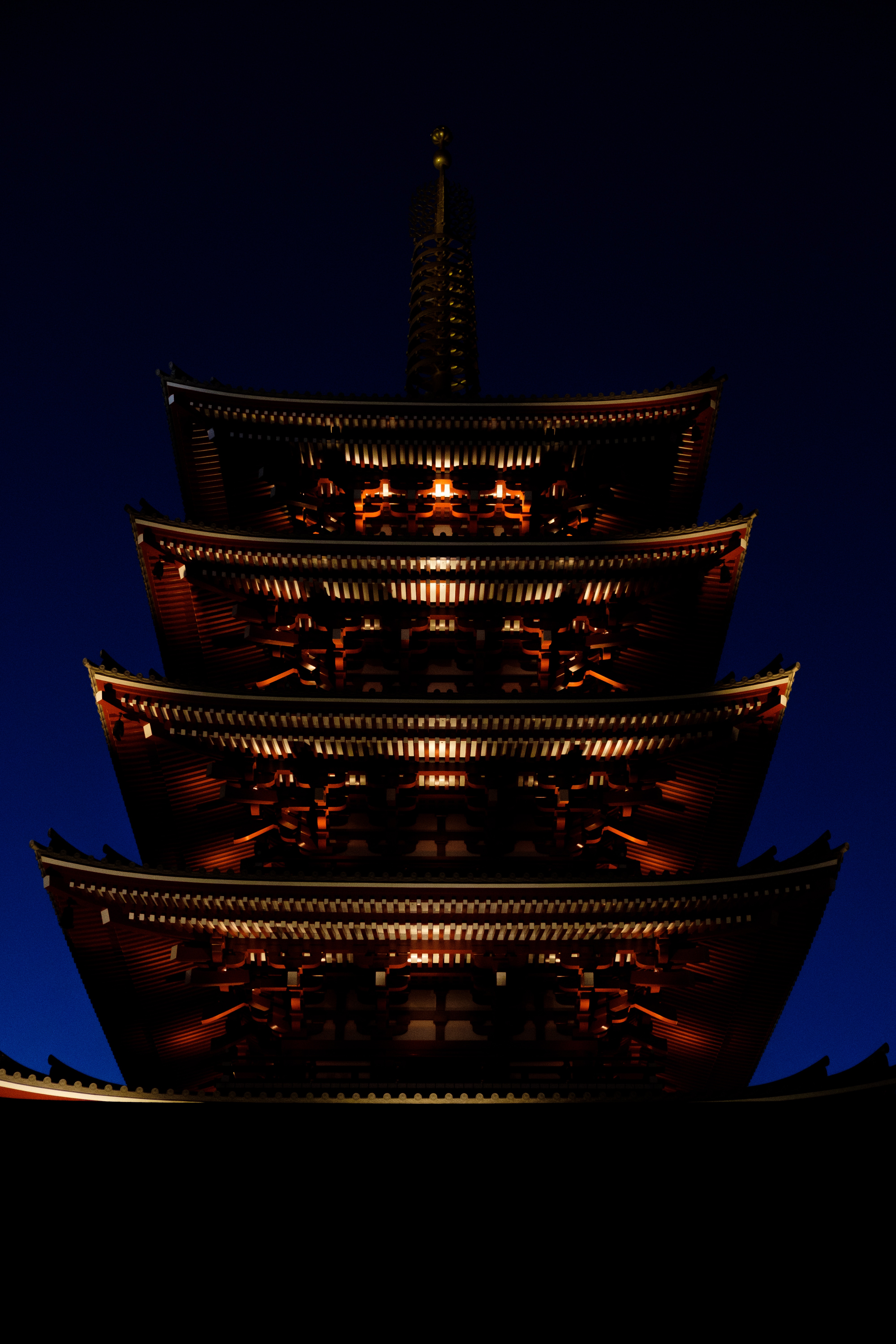 pagoda, cities, night, structure, backlight, illumination, roof 1080p
