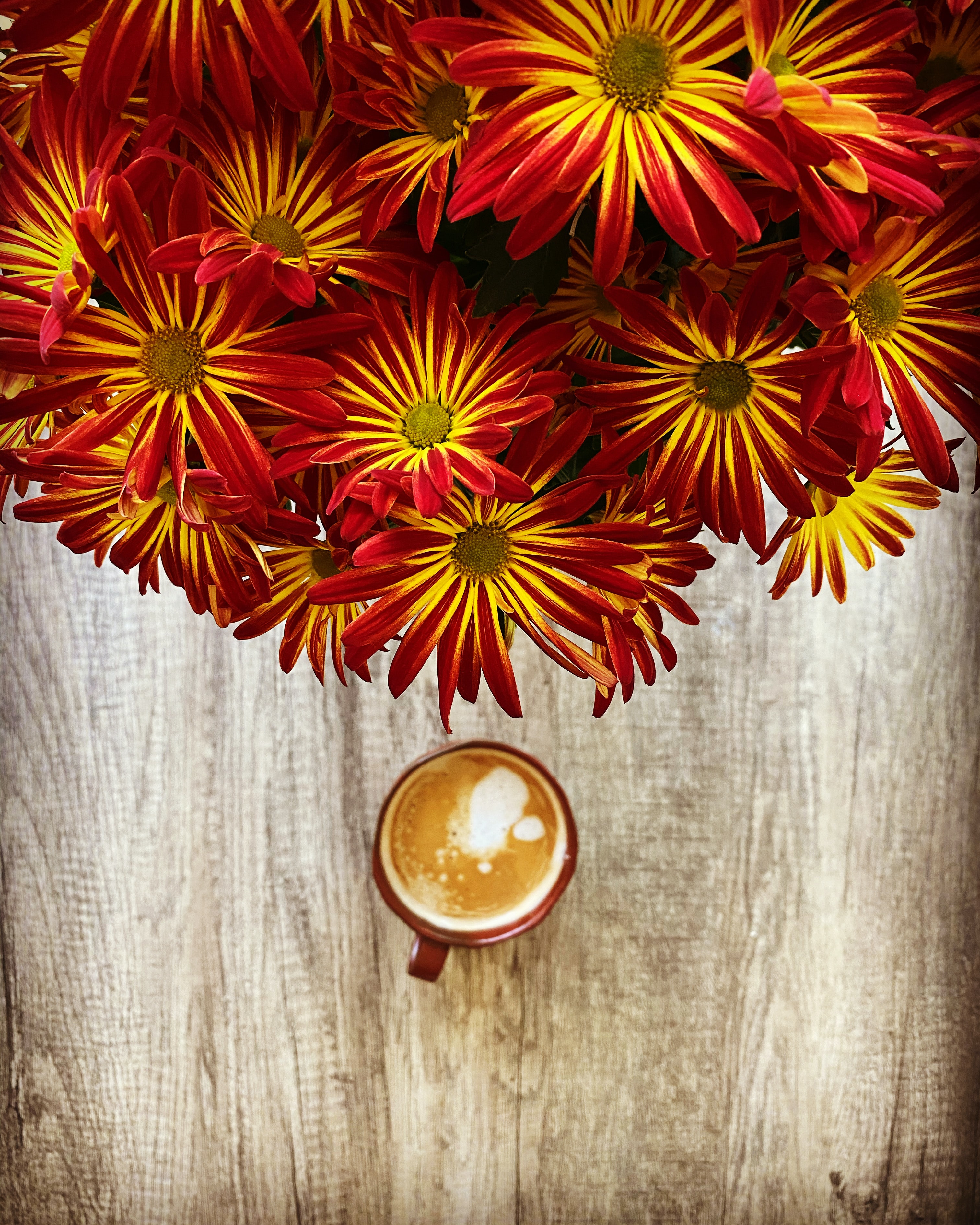 Download mobile wallpaper Miscellaneous, Miscellanea, Flowers, Bouquet, Mug, Cup, Coffee for free.