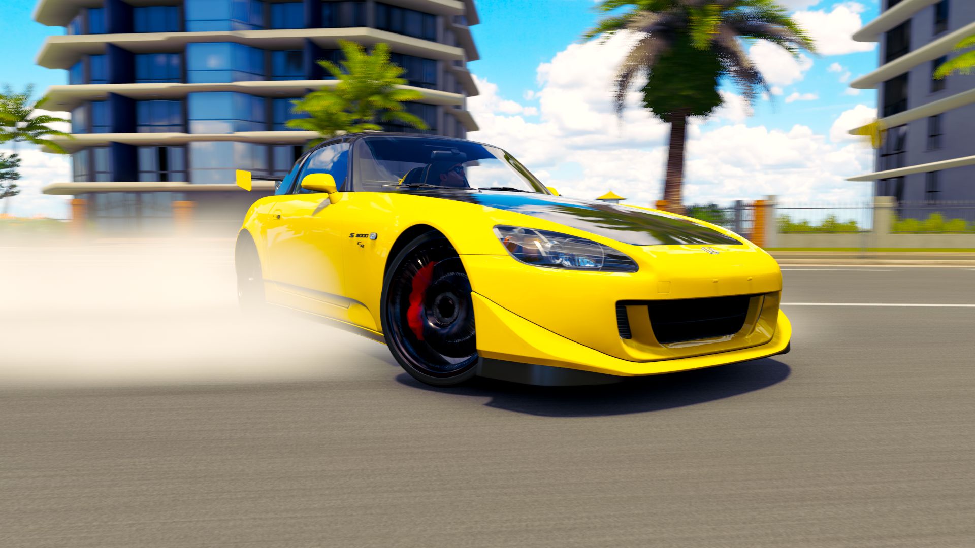 drifting, video game, forza horizon 3, car, honda s2000, yellow car, forza