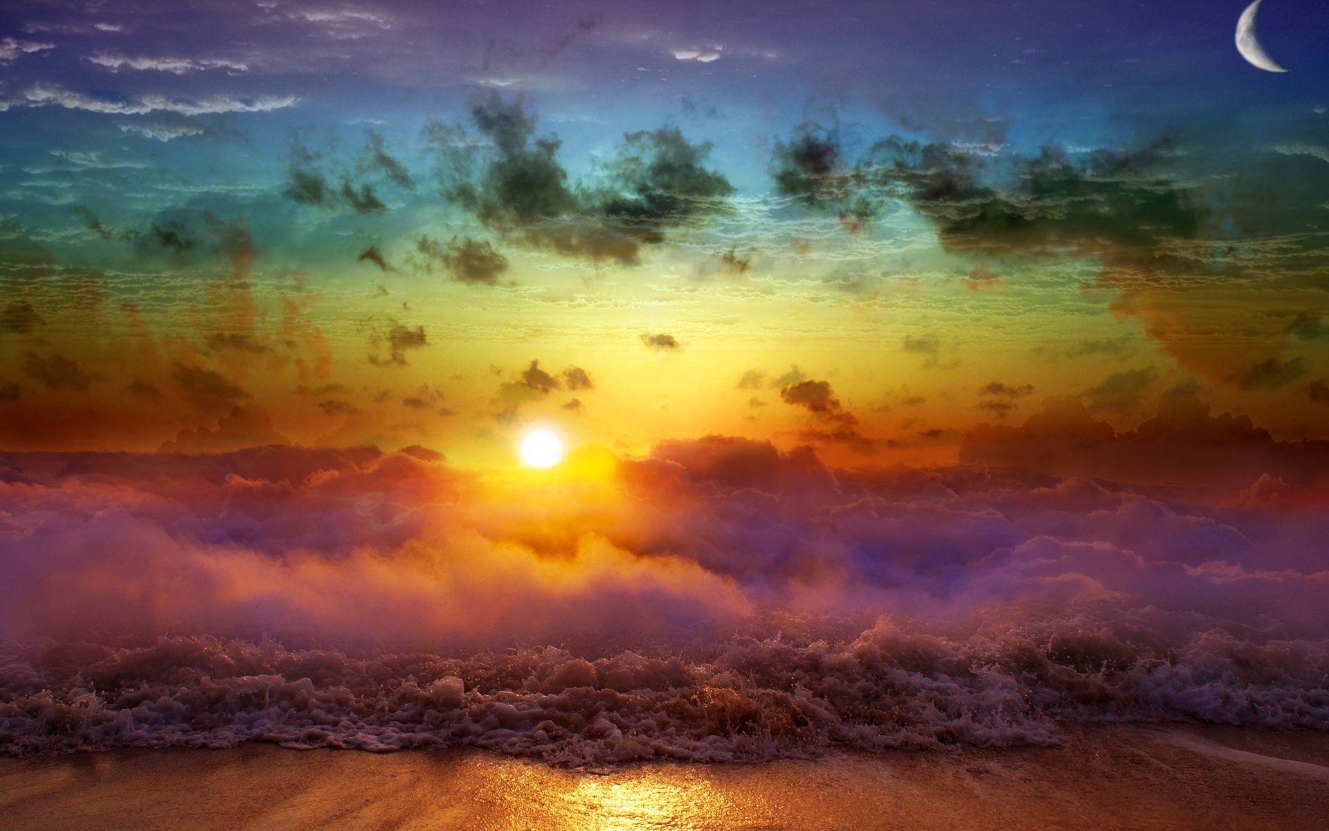 Free download wallpaper Sea, Landscape, Sunset on your PC desktop