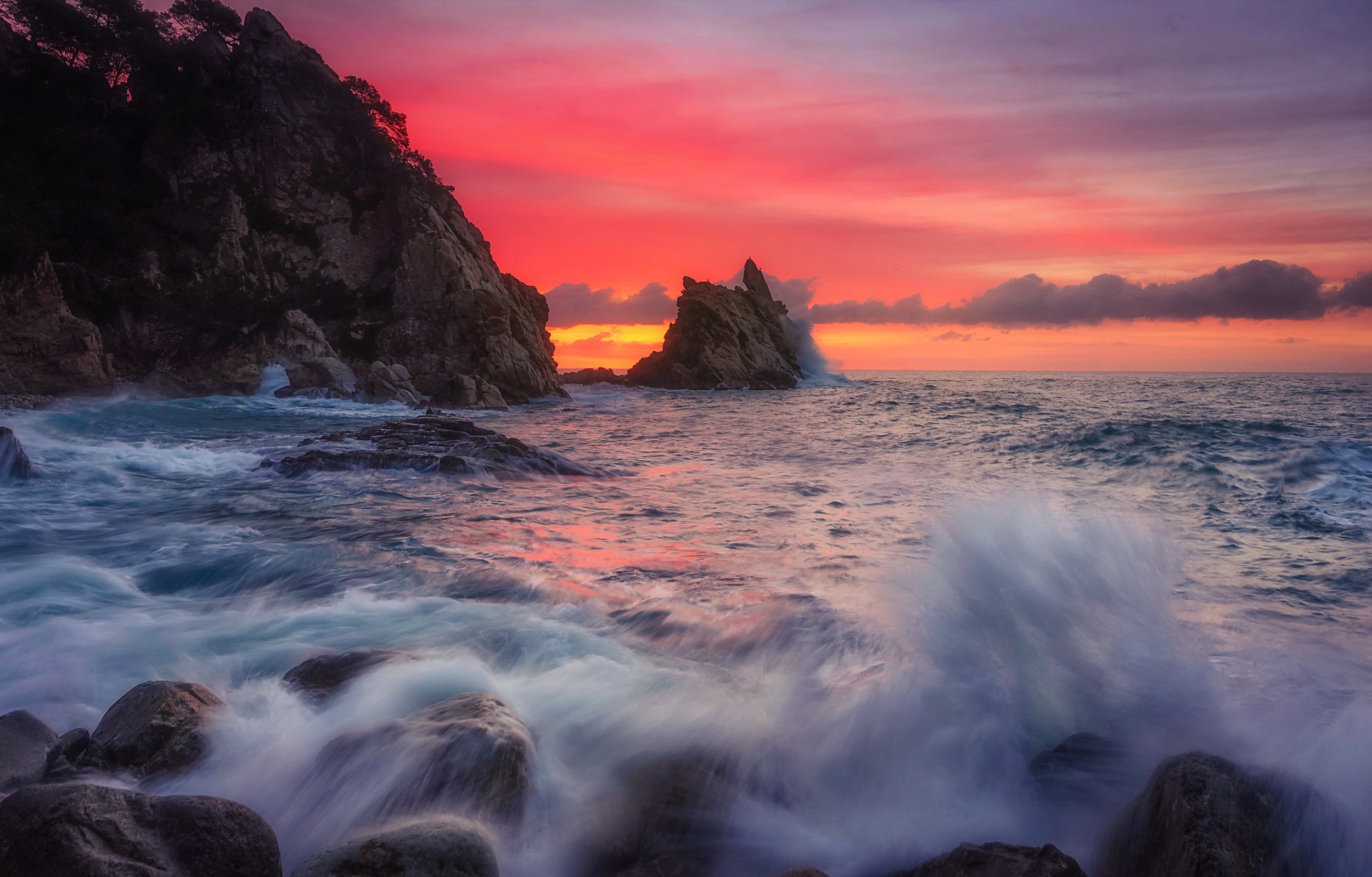 Descarga gratuita de fondo de pantalla para móvil de Naturaleza, Horizonte, Costa, Océano, Atardecer, Tierra/naturaleza.