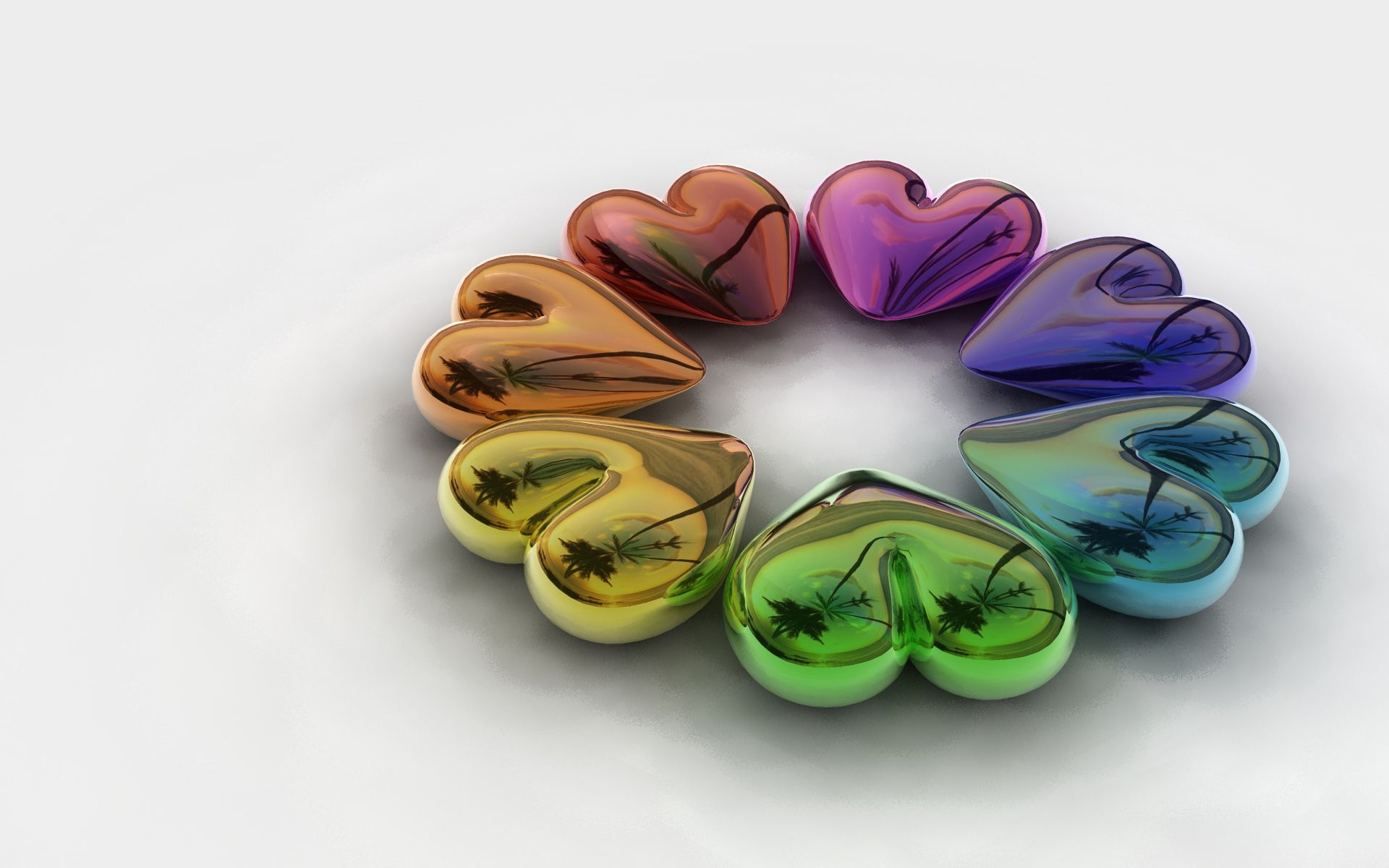 Free download wallpaper Reflection, Colorful, Heart, Artistic on your PC desktop