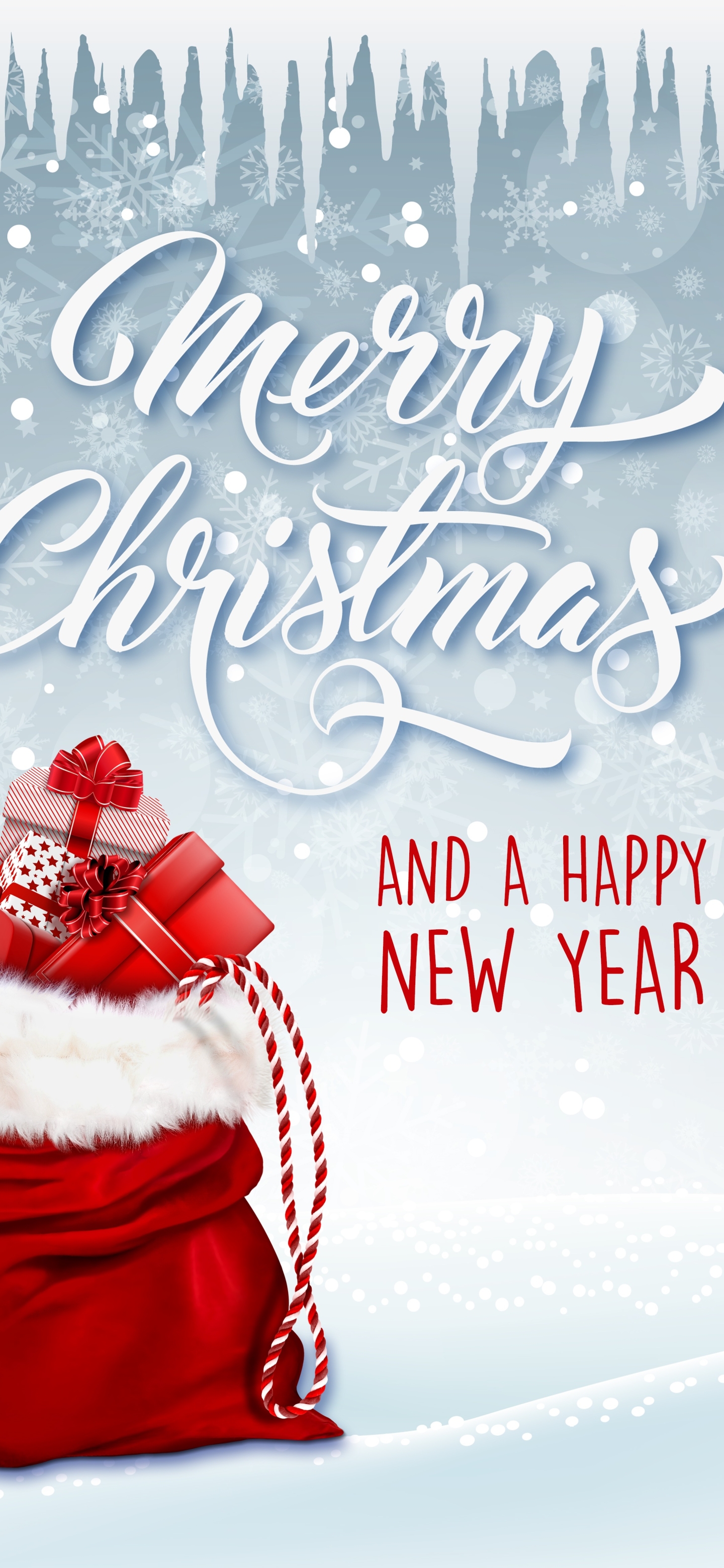 Download mobile wallpaper Christmas, Holiday, Gift, Bag, Snowflake, Merry Christmas, Happy New Year for free.