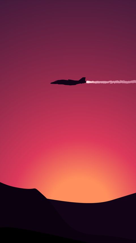 Download mobile wallpaper Sunset, Airplane, Artistic, Military, Minimalist for free.