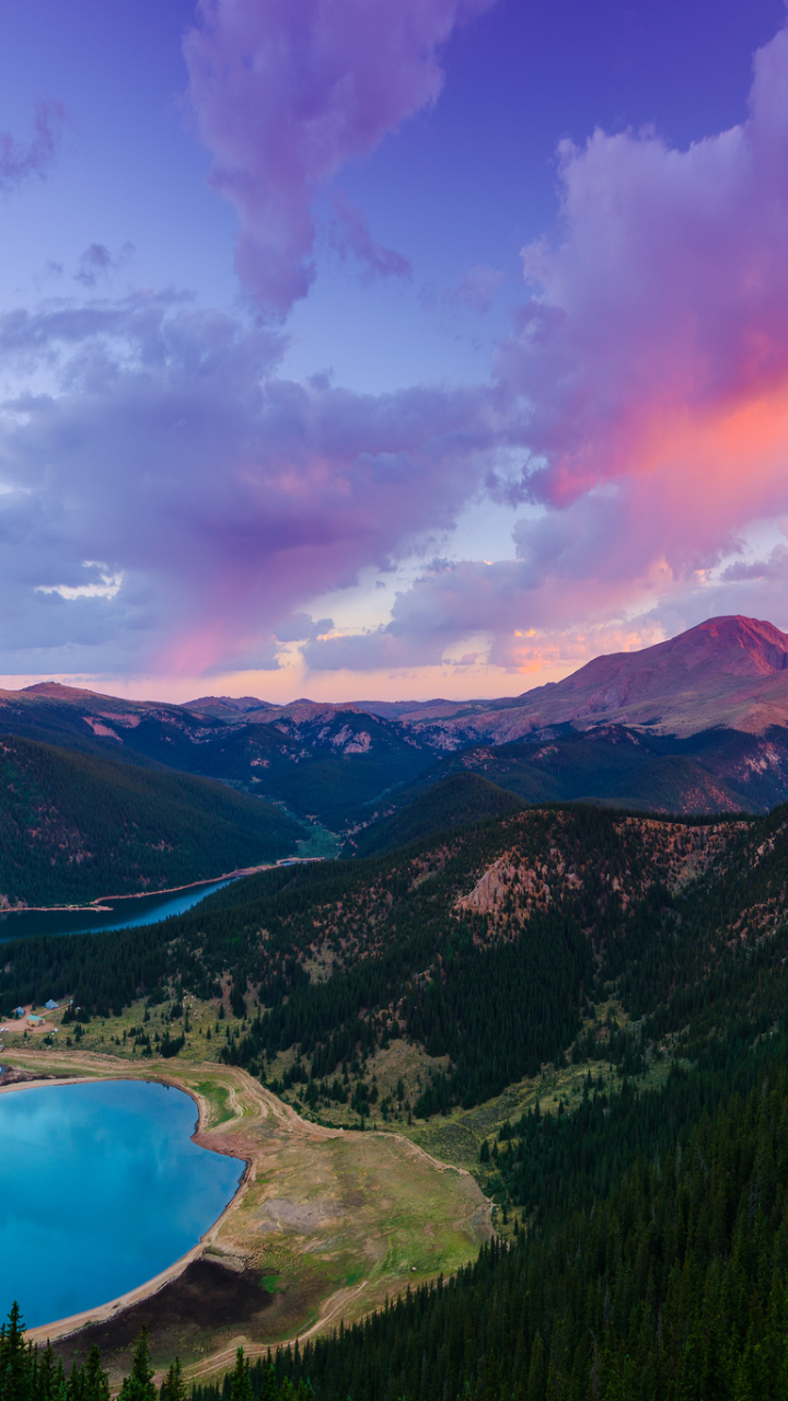 Скачать картинку Пейзаж, Озеро, Лес, Скалистые Горы, Колорадо, Земля/природа, Пайкс Пик в телефон бесплатно.
