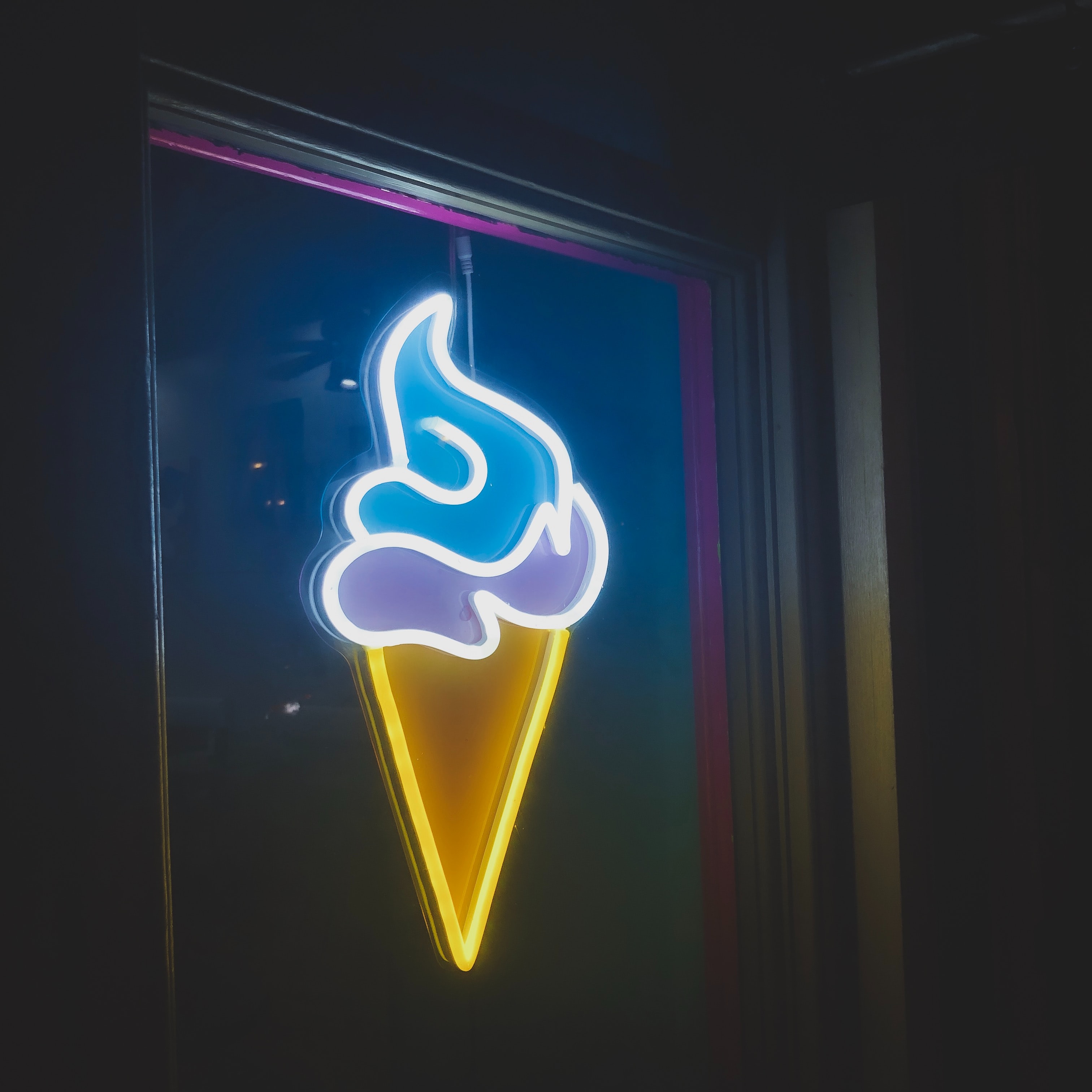 neon, ice cream, miscellanea, miscellaneous, sign, signboard