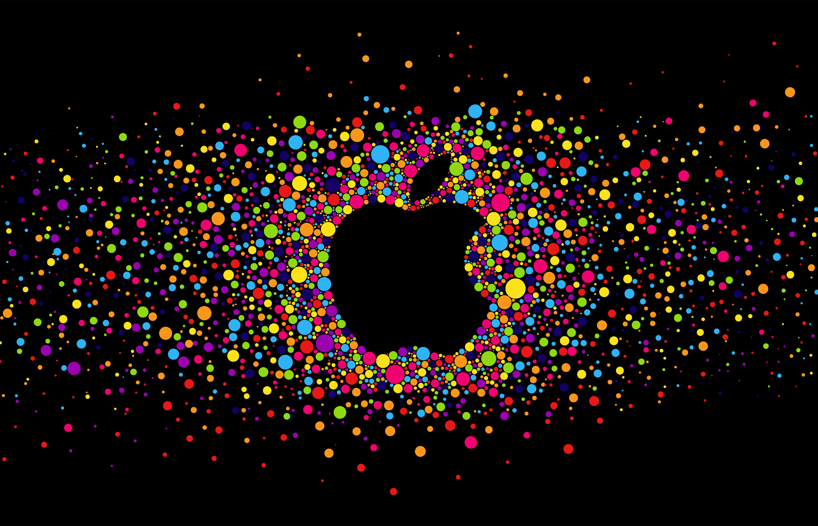 783049 завантажити шпалери яблуко, apple inc, технології, барвистий, кольори, крапки, логотип - заставки і картинки безкоштовно