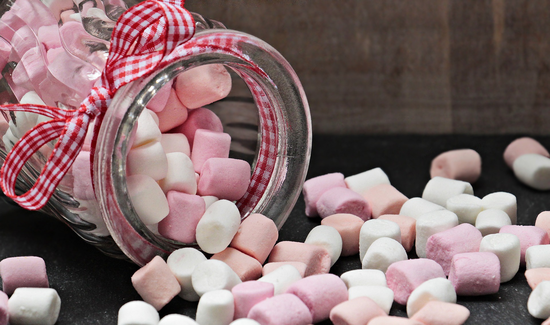 Download mobile wallpaper Food, Jar, Marshmallow, Sweets for free.