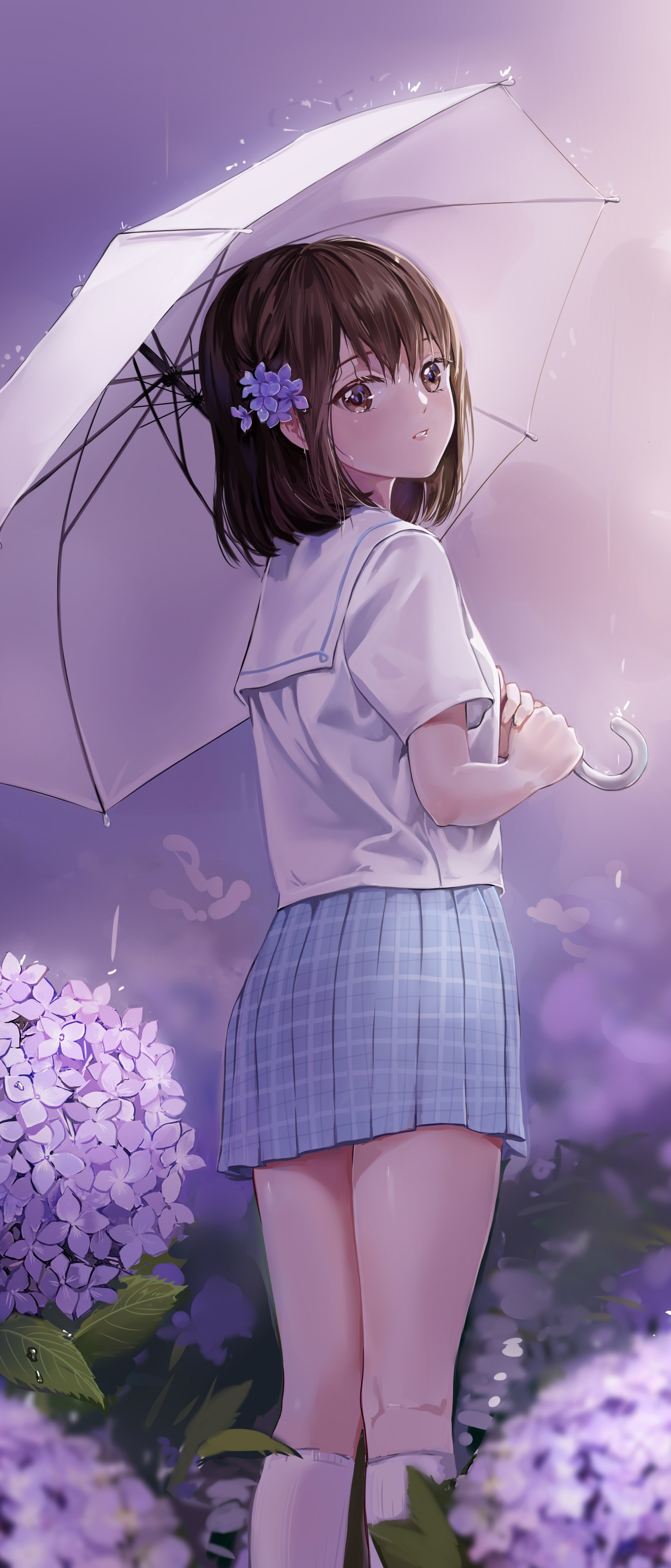 Download mobile wallpaper Anime, Girl, Umbrella, Brown Hair for free.