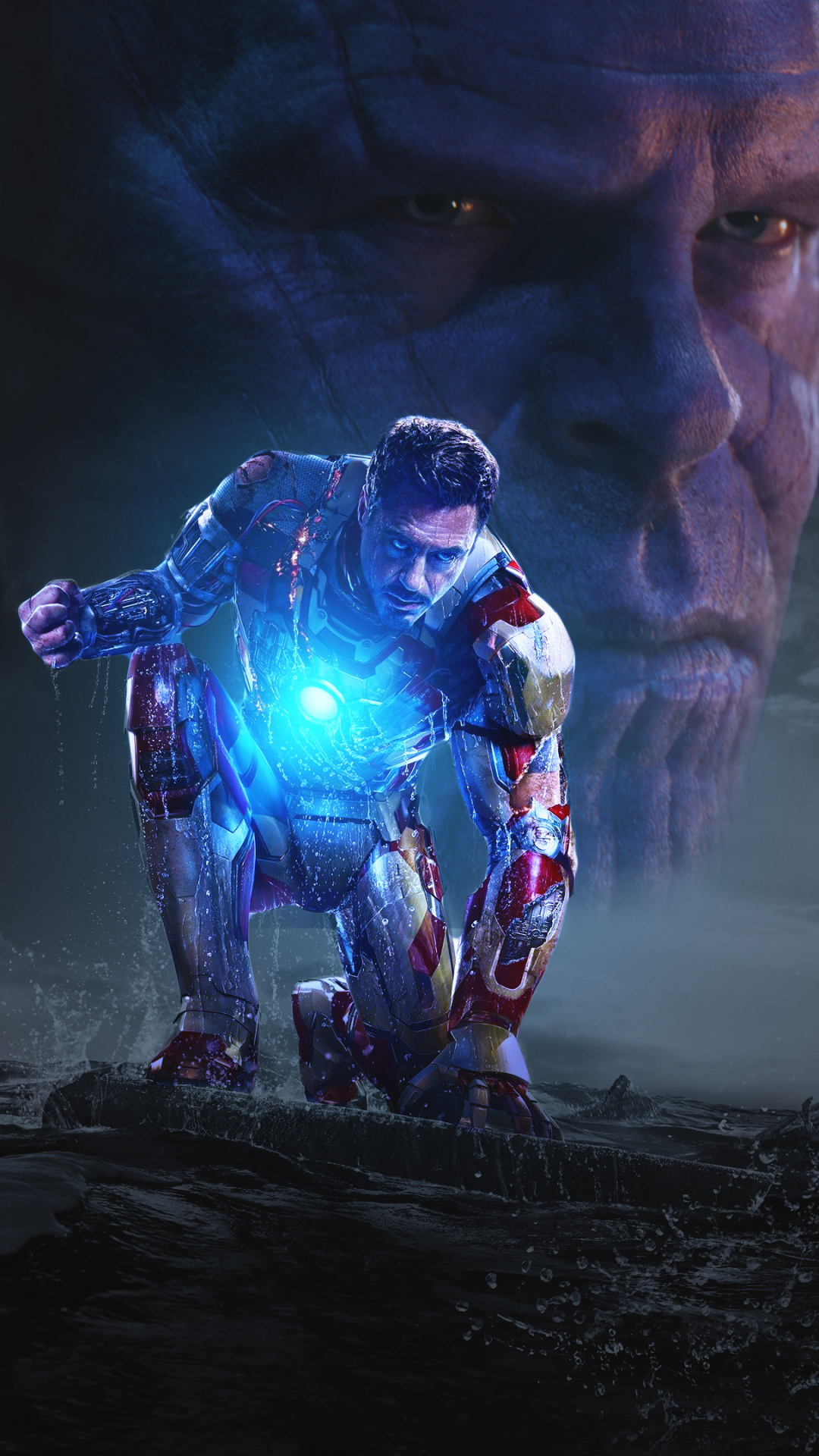 Download mobile wallpaper Iron Man, Robert Downey Jr, Movie, Iron Man 3, Thanos for free.