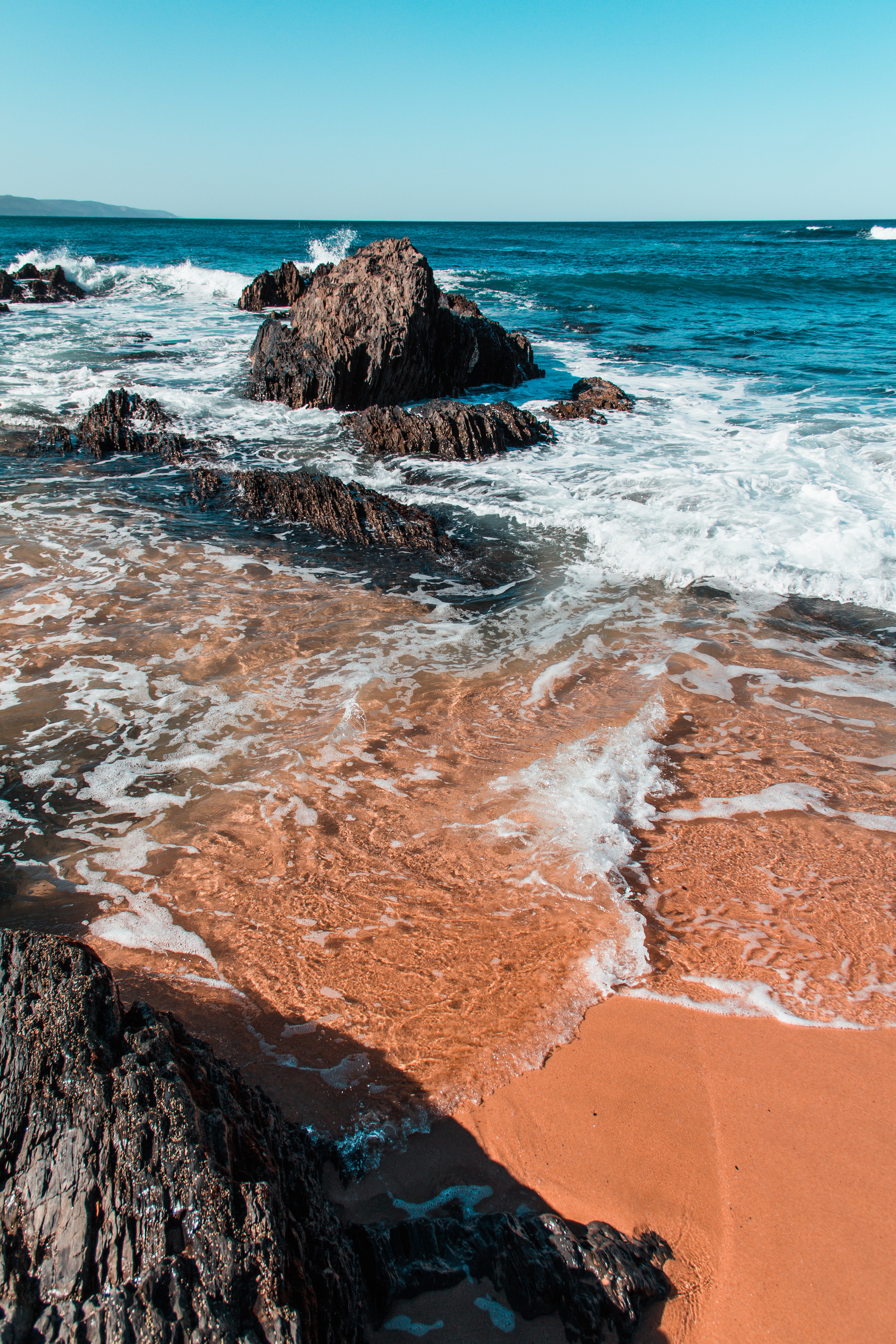 Download mobile wallpaper Rocks, Coast, Nature, Sand, Sea for free.