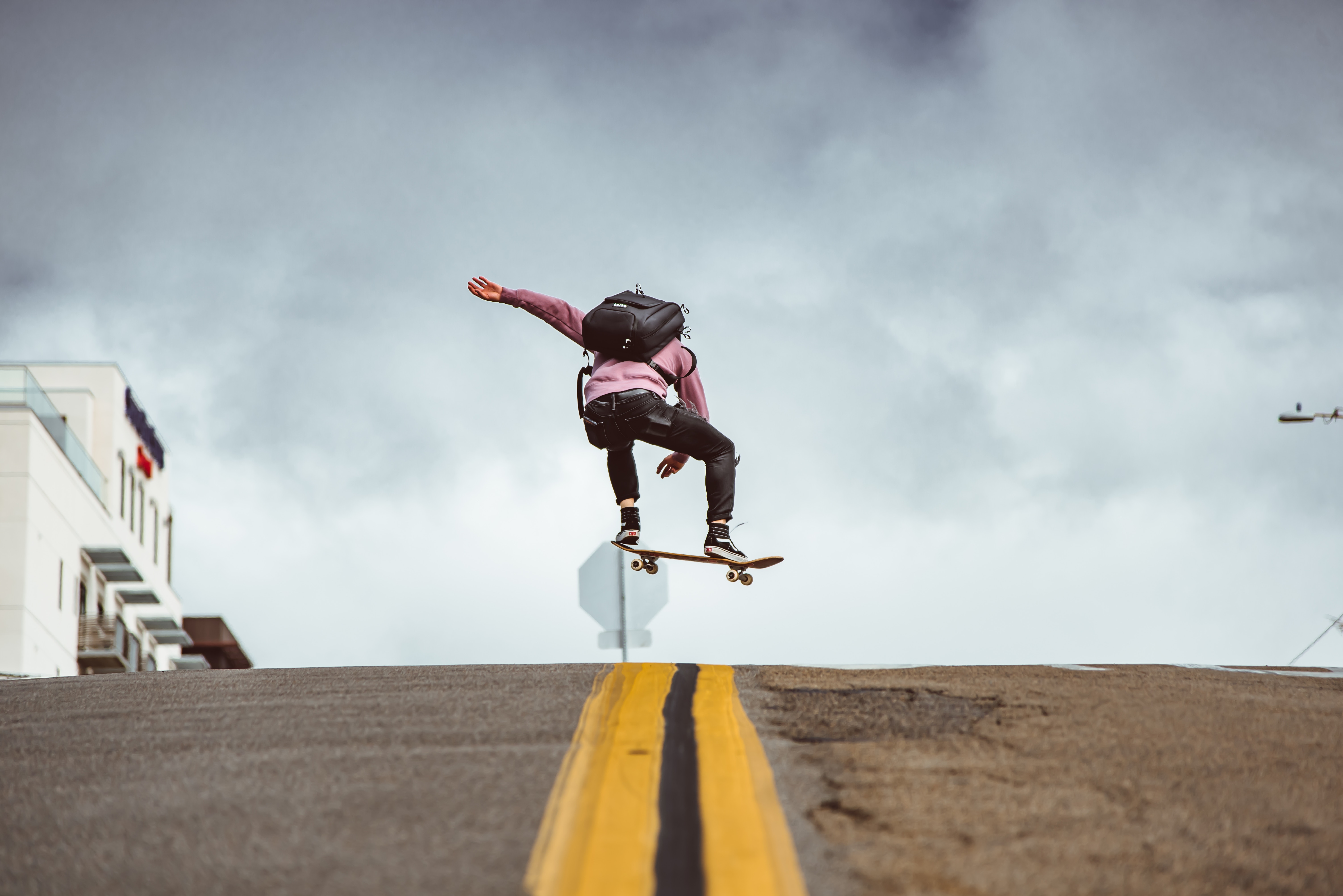 skateboard, sports, road, bounce, jump, trick HD wallpaper