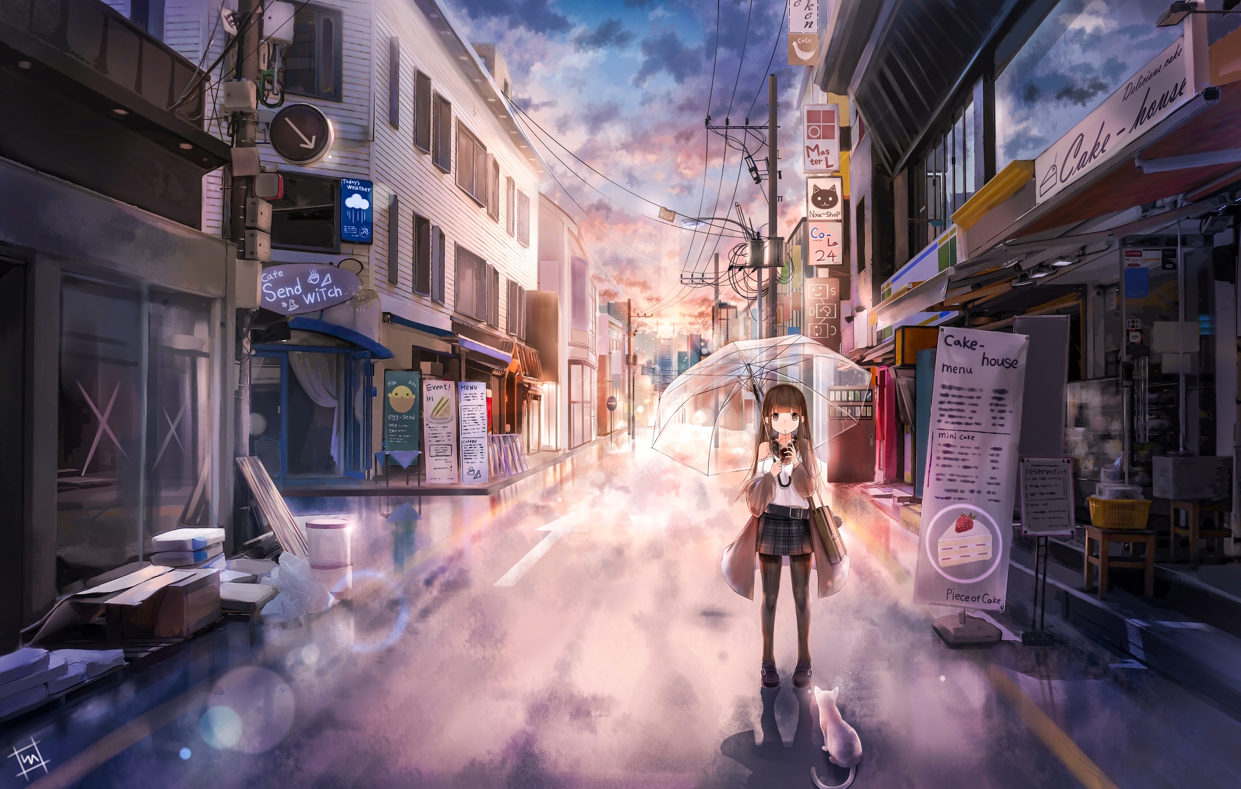 Download mobile wallpaper Anime, Girl, Street for free.