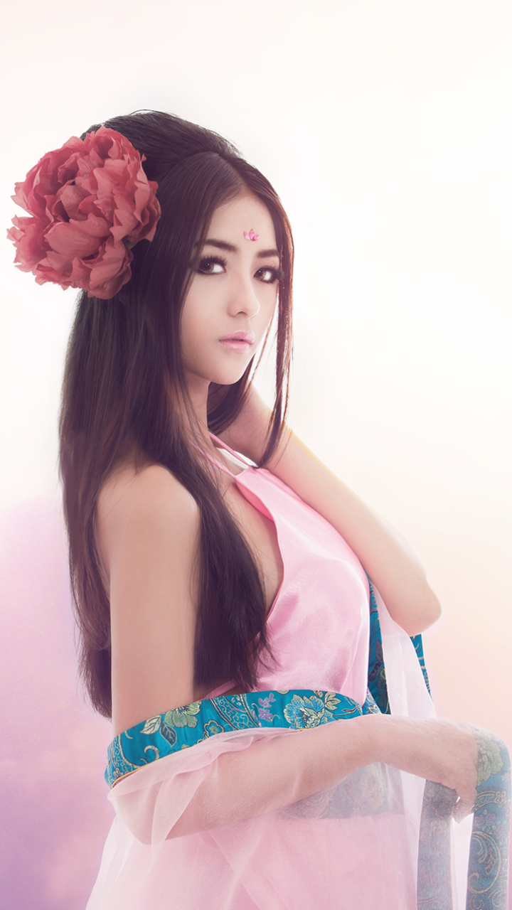 Download mobile wallpaper Flower, Women, Asian, Vietnamese for free.