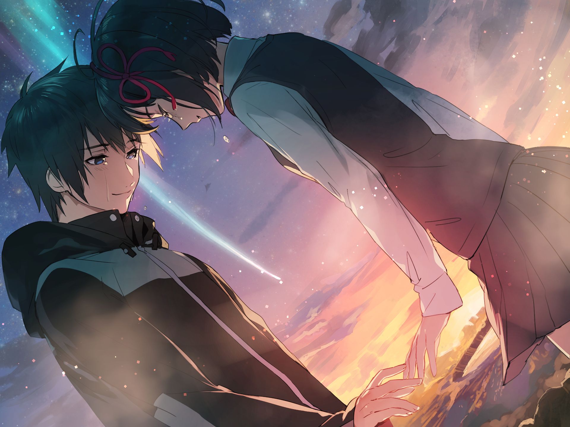 Descarga gratuita de fondo de pantalla para móvil de Animado, Kimi No Na Wa, Mitsuha Miyamizu, Taki Tachibana.