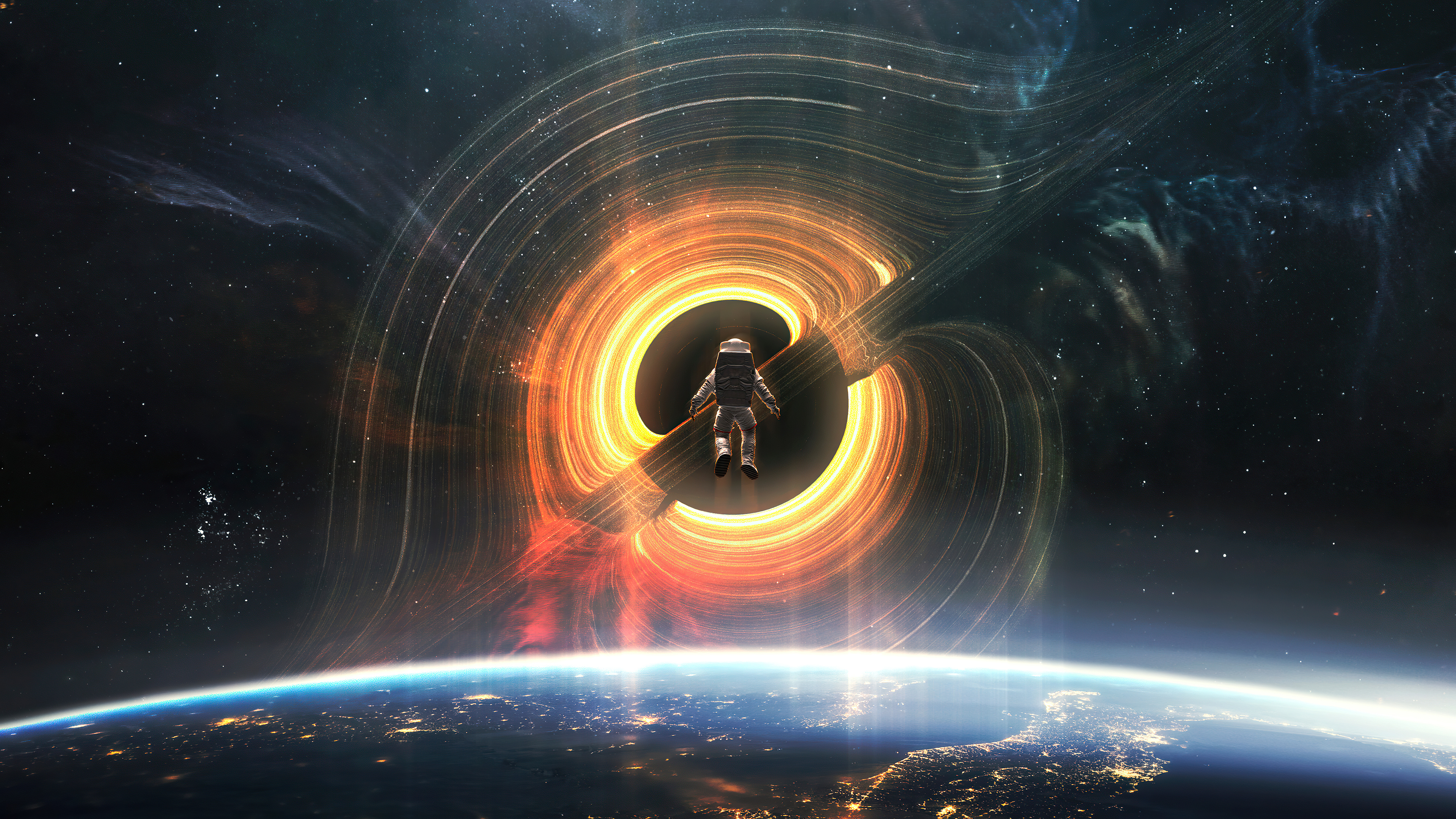Laden Sie das Science Fiction, Schwarzes Loch, Astronaut-Bild kostenlos auf Ihren PC-Desktop herunter