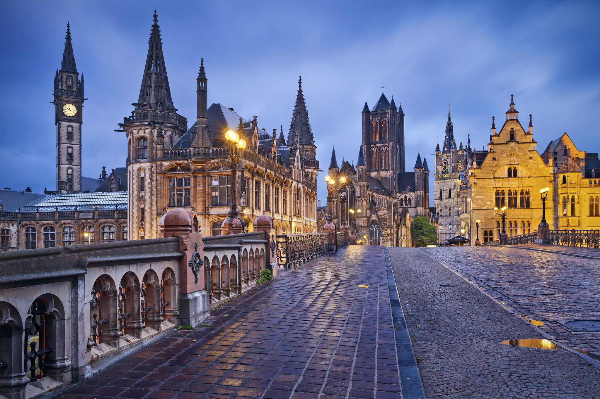 man made, town, architecture, belgium, ghent, night, towns